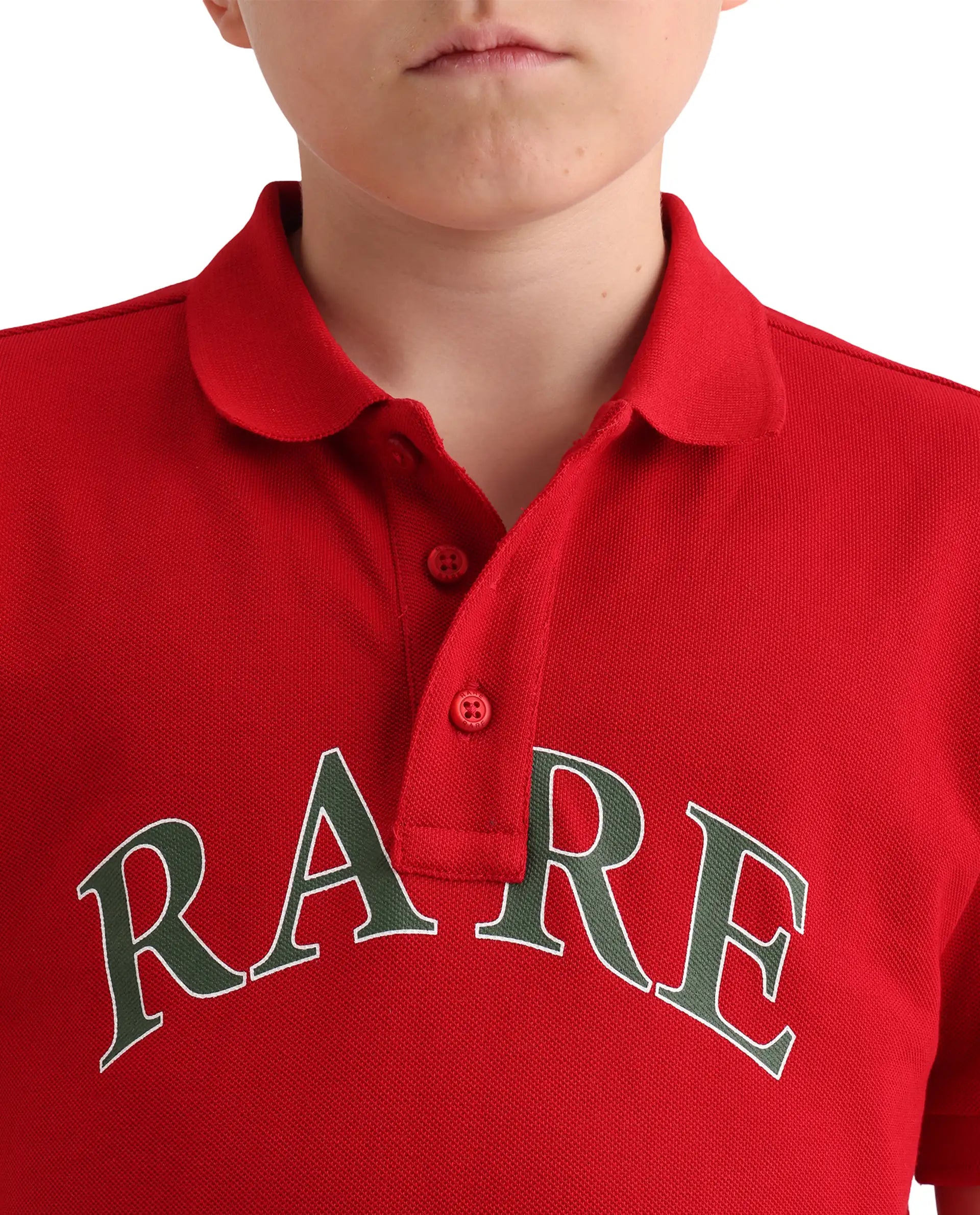 Rare Ones Kids Zorah Red Cotton Button Closure Pigment Print Regular Fit Polo