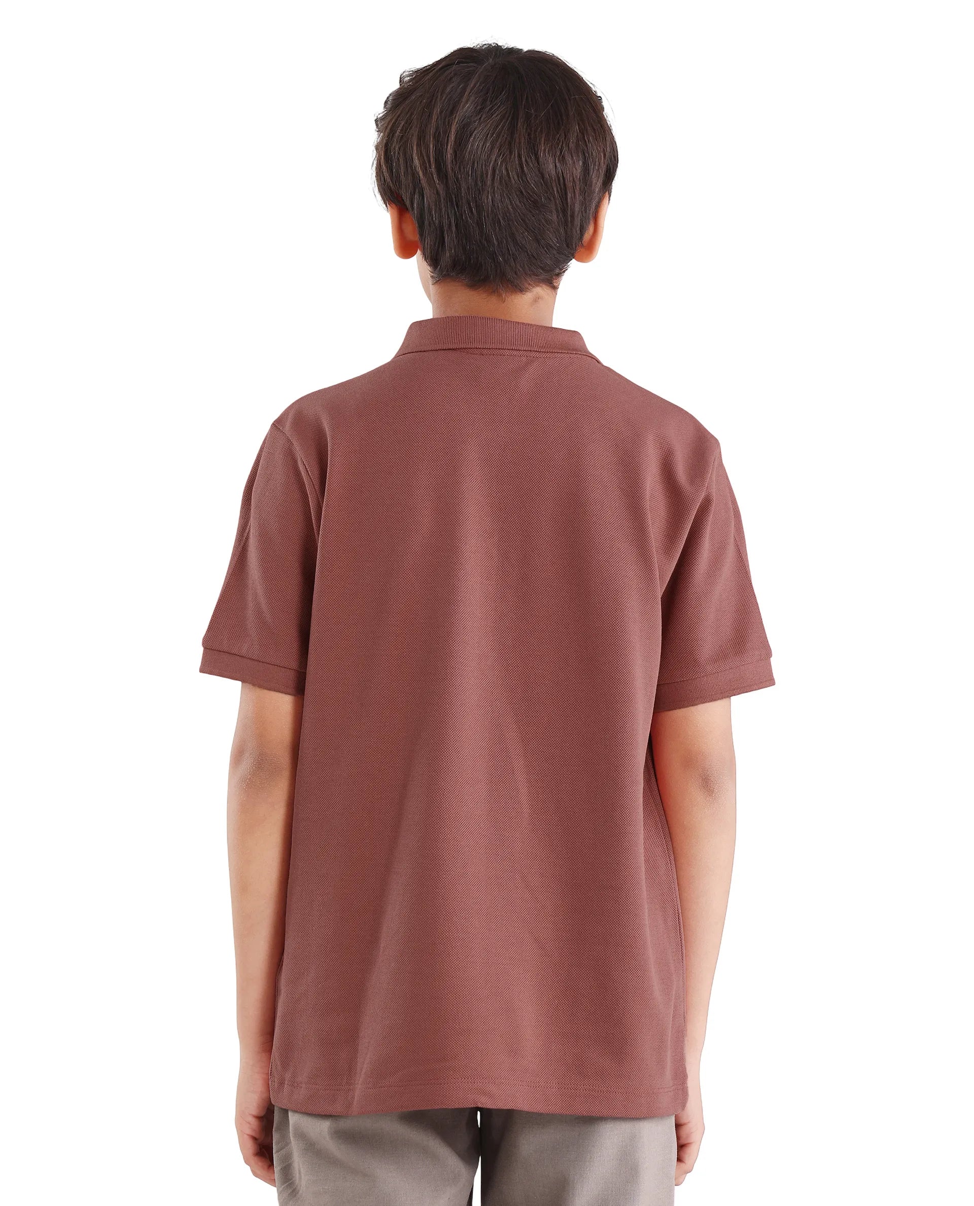 Rare Ones Kids Avir Dusky Red Cotton Button Closure Hd Print Regular Fit Polo