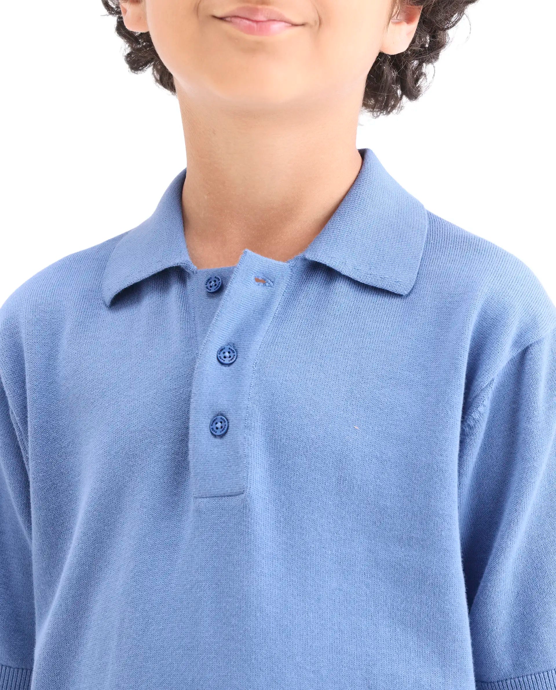 Rare Ones Kids Vale Blue Cotton Button Closure Regular Fit Polo
