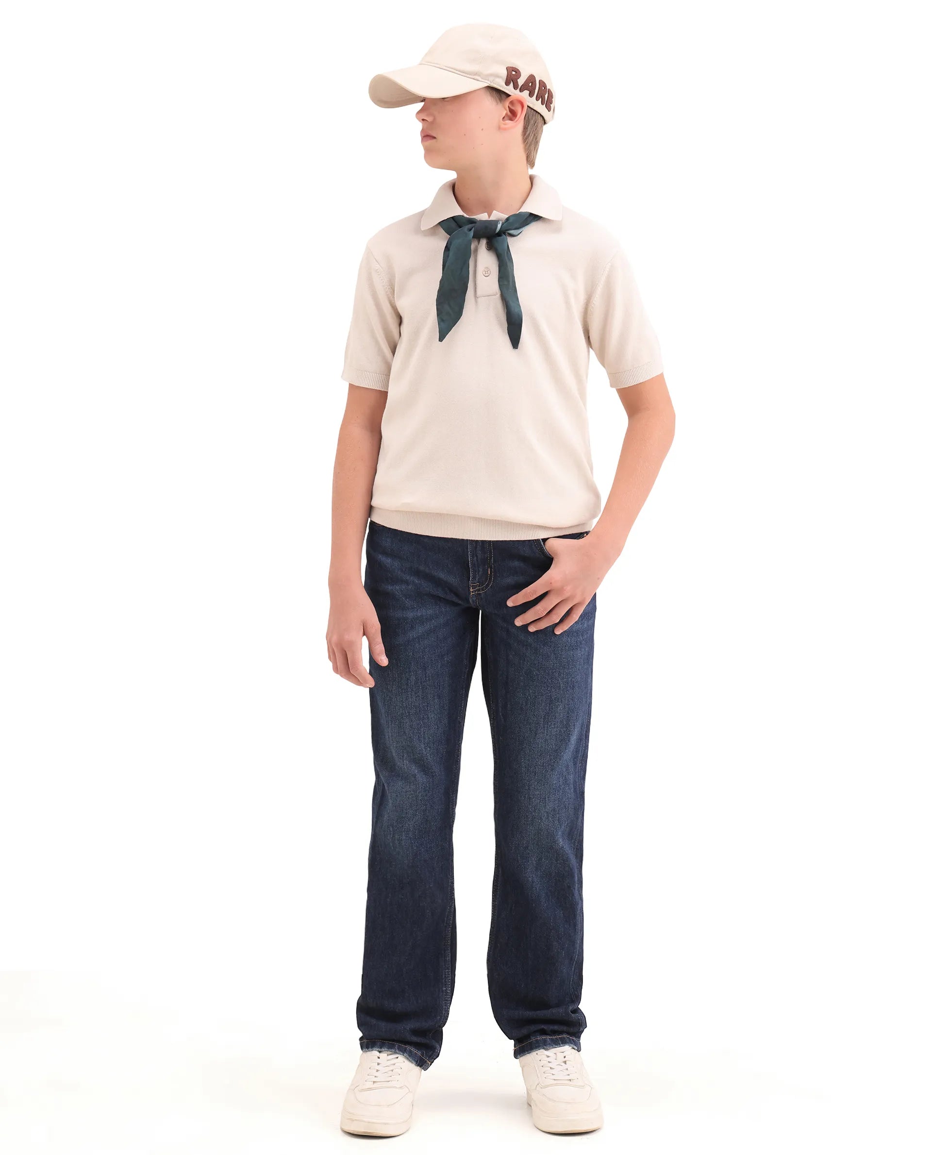 Rare Ones Kids Vale Light Beige Cotton Button Closure Regular Fit Polo