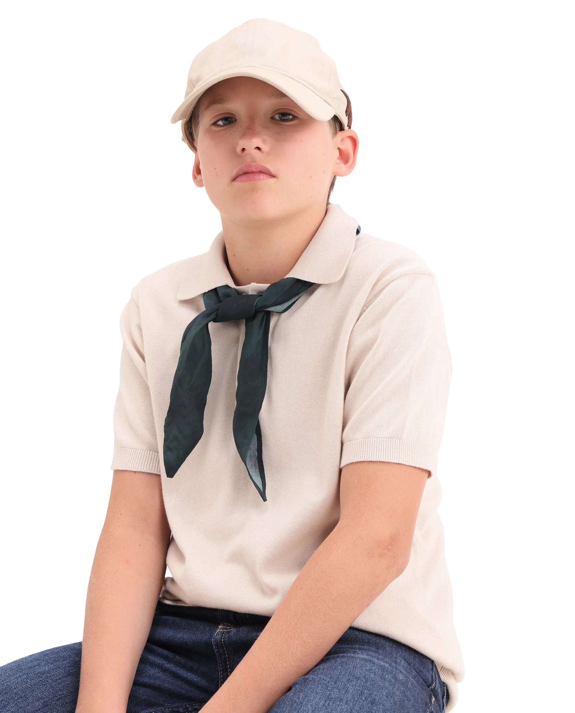 Rare Ones Kids Vale Light Beige Cotton Button Closure Regular Fit Polo