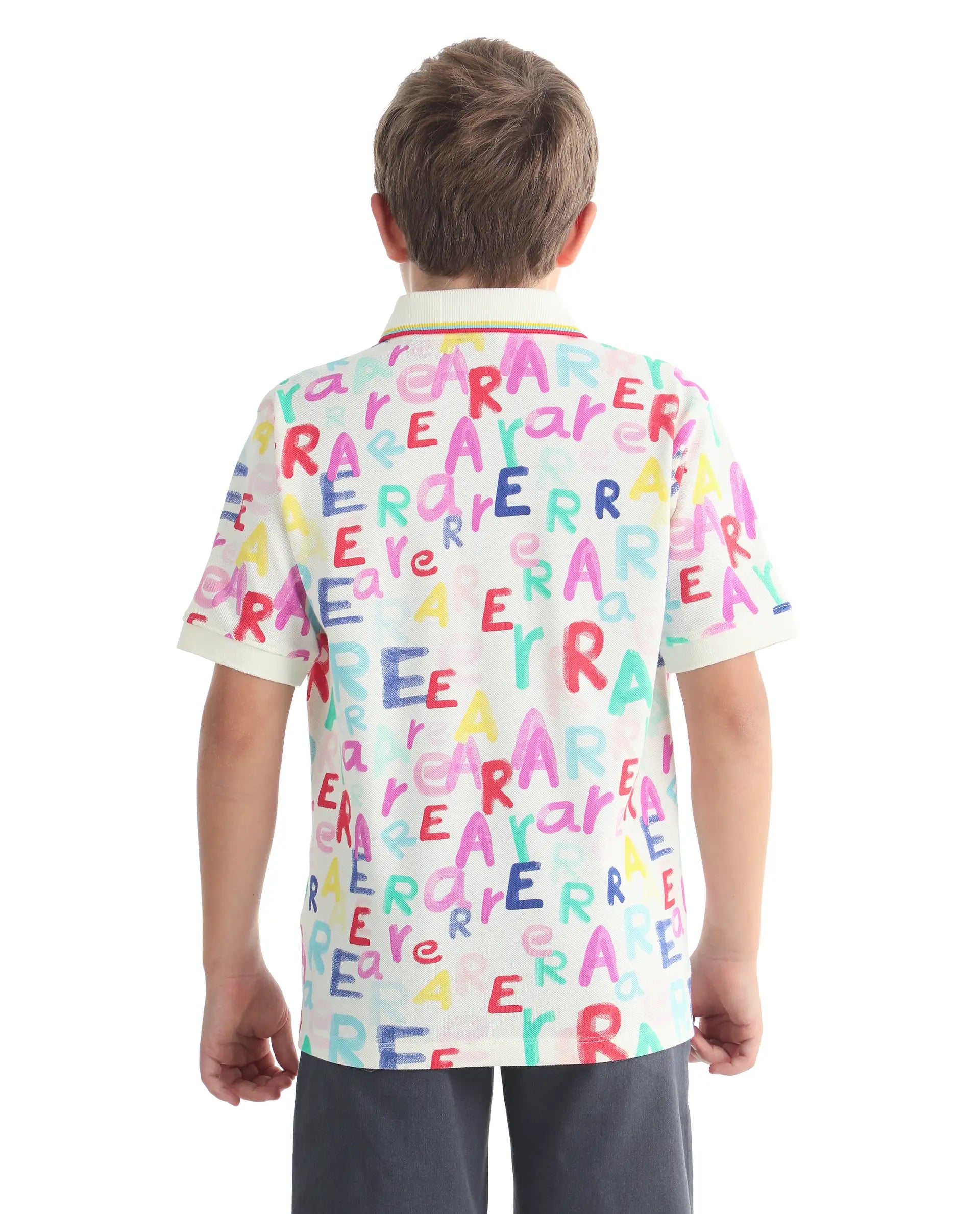 Rare Ones Kids Luca Multi Cotton Fabric All Over Print Button Closure Regular Fit Polo