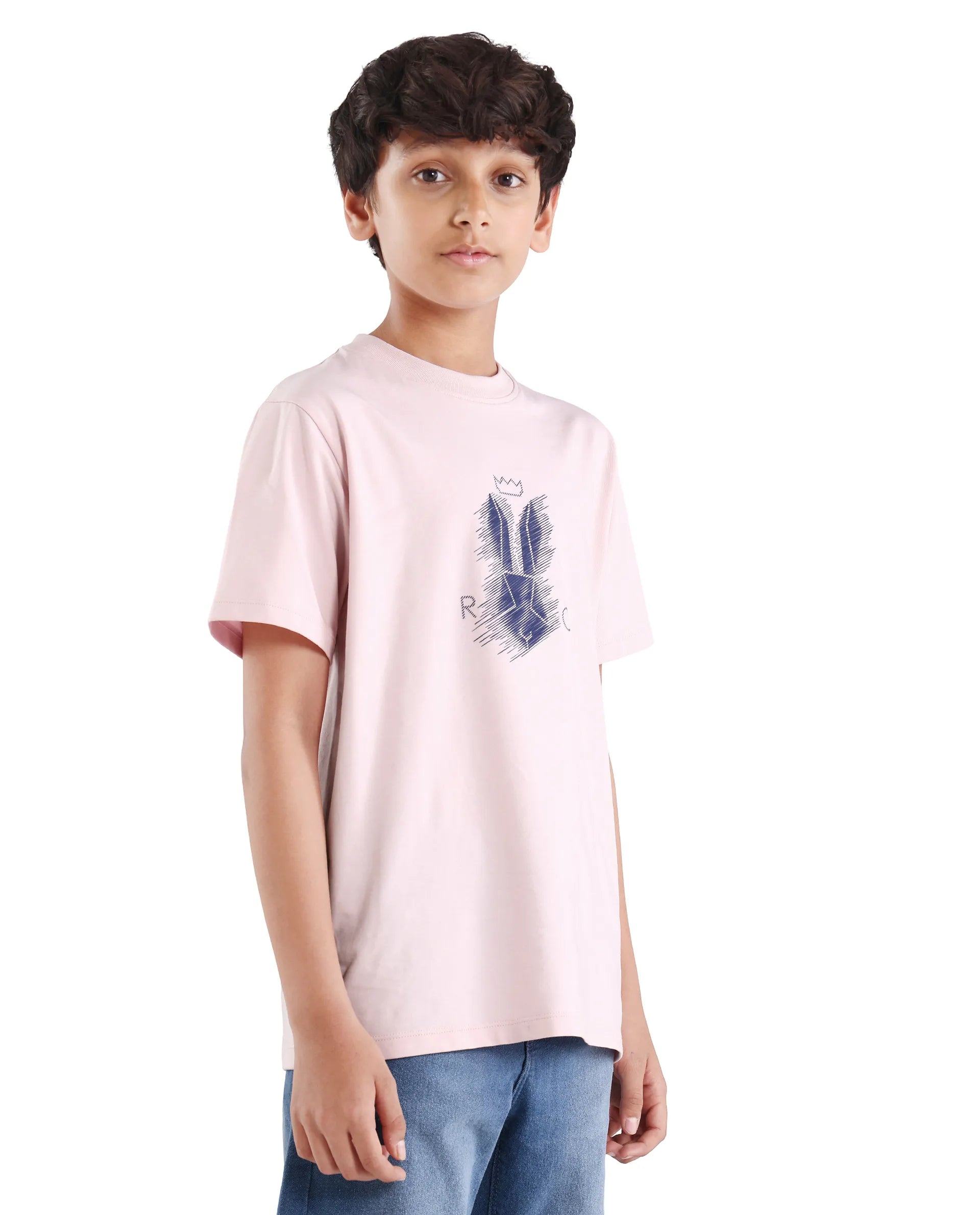 Rare Ones Kids Tregor-K Light Pink Cotton Blend Pull-On Closure Hd Print Regular Fit T-Shirt