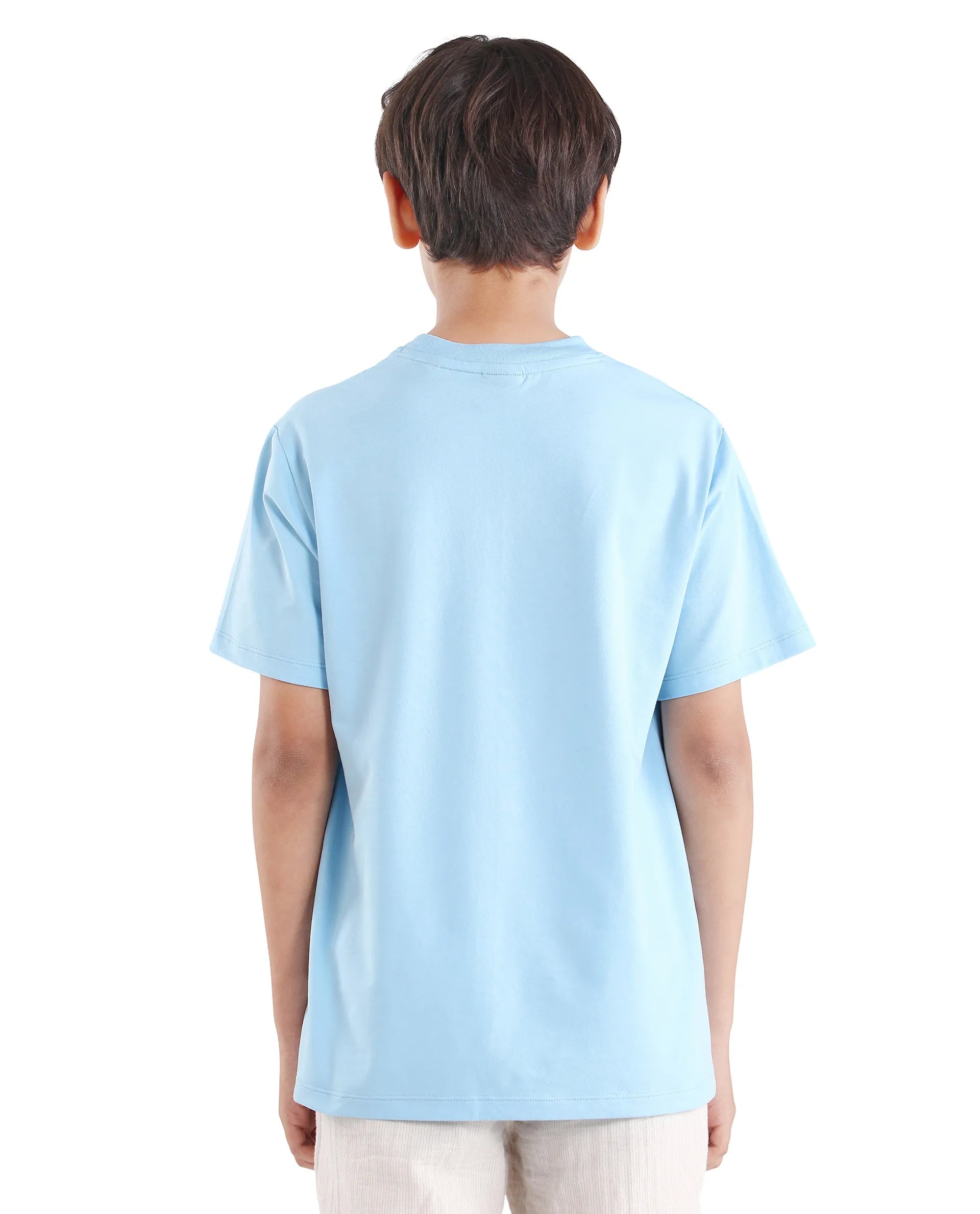 Rare Ones Kids Tregor-K Light Blue Cotton Blend Pull-On Closure Hd Print Regular Fit T-Shirt