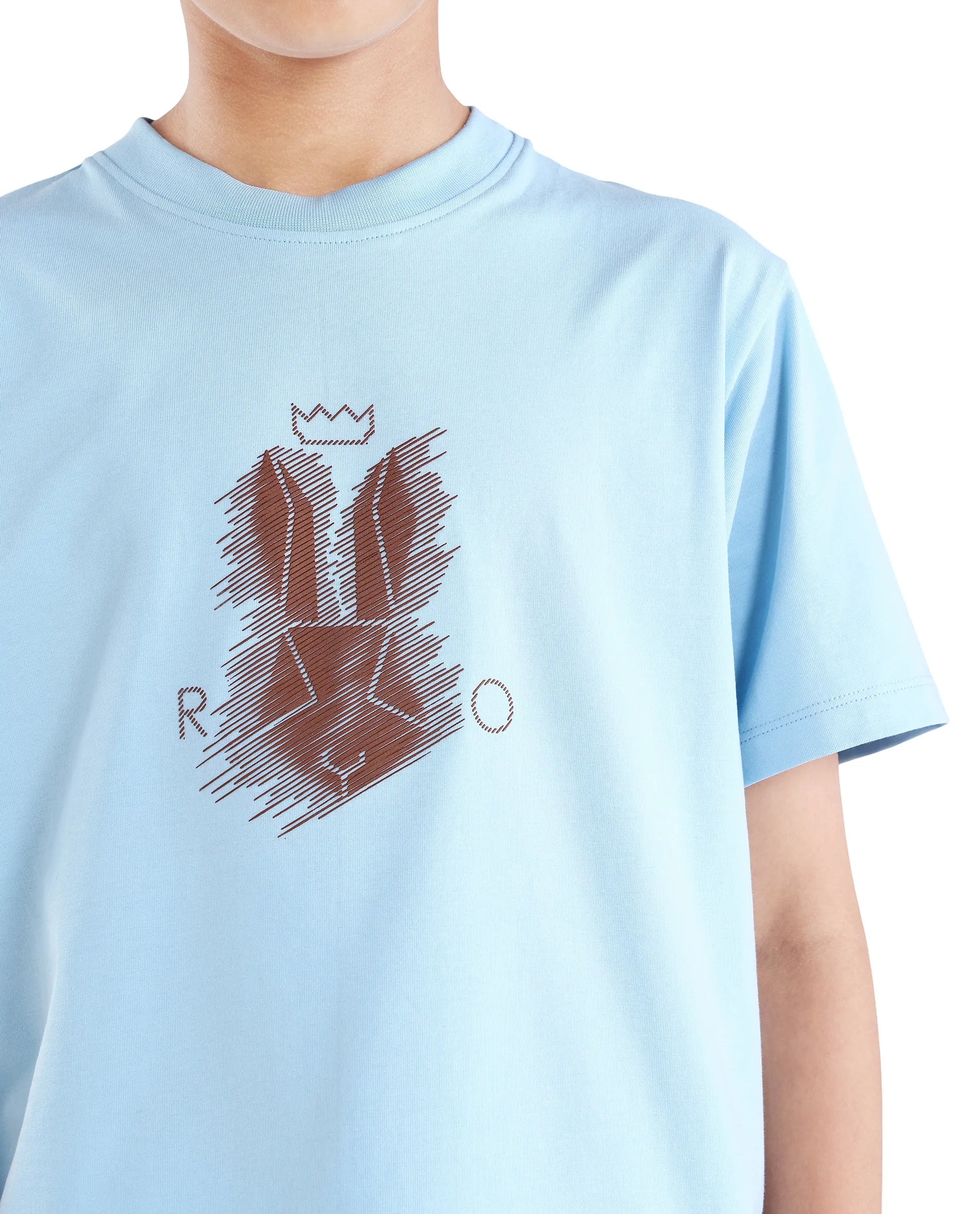 Rare Ones Kids Tregor-K Light Blue Cotton Blend Pull-On Closure Hd Print Regular Fit T-Shirt