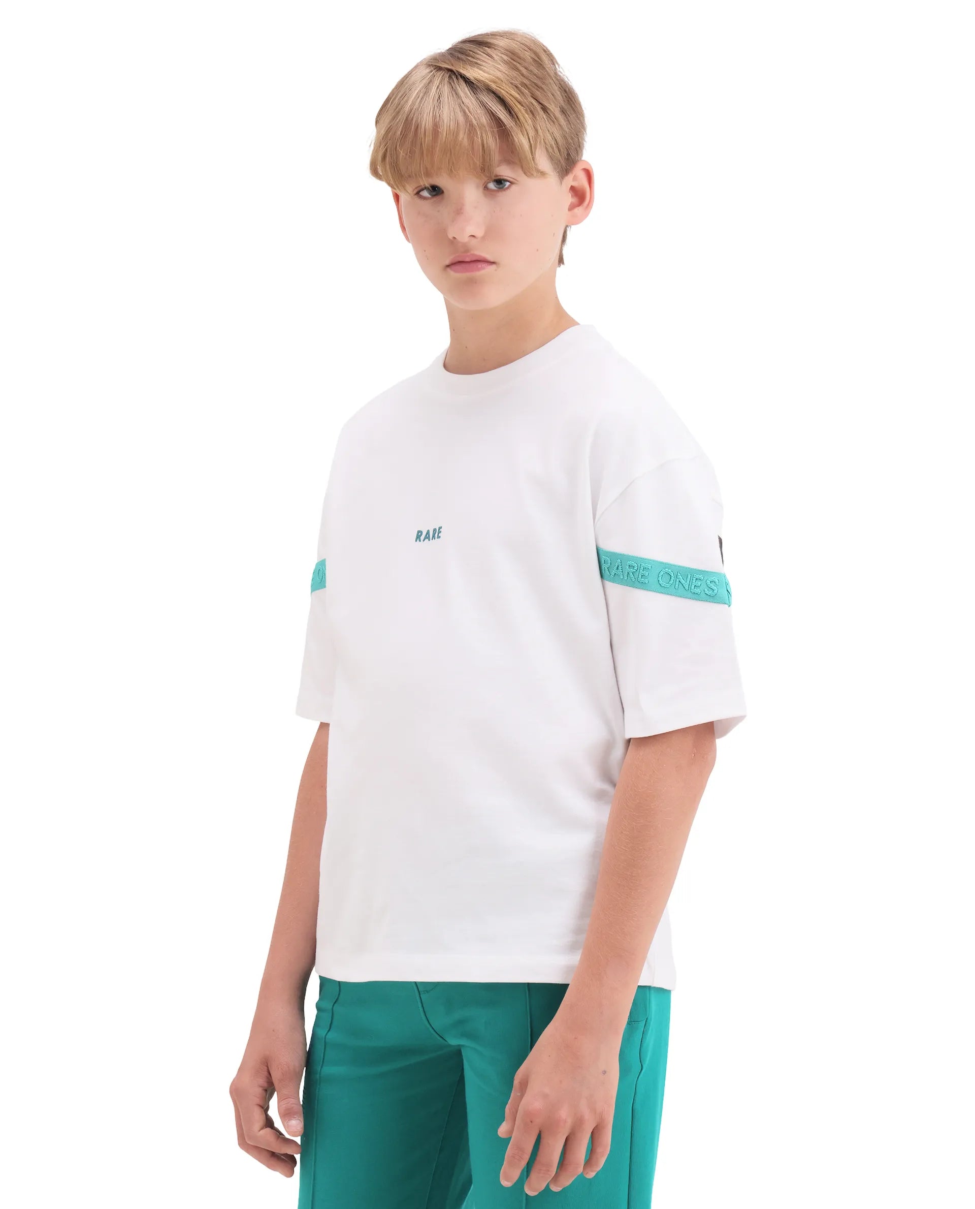 Rare Ones Kids Dream White Cotton Fabric Pull-On Closure Badge Applique Oversized Fit T-Shirt
