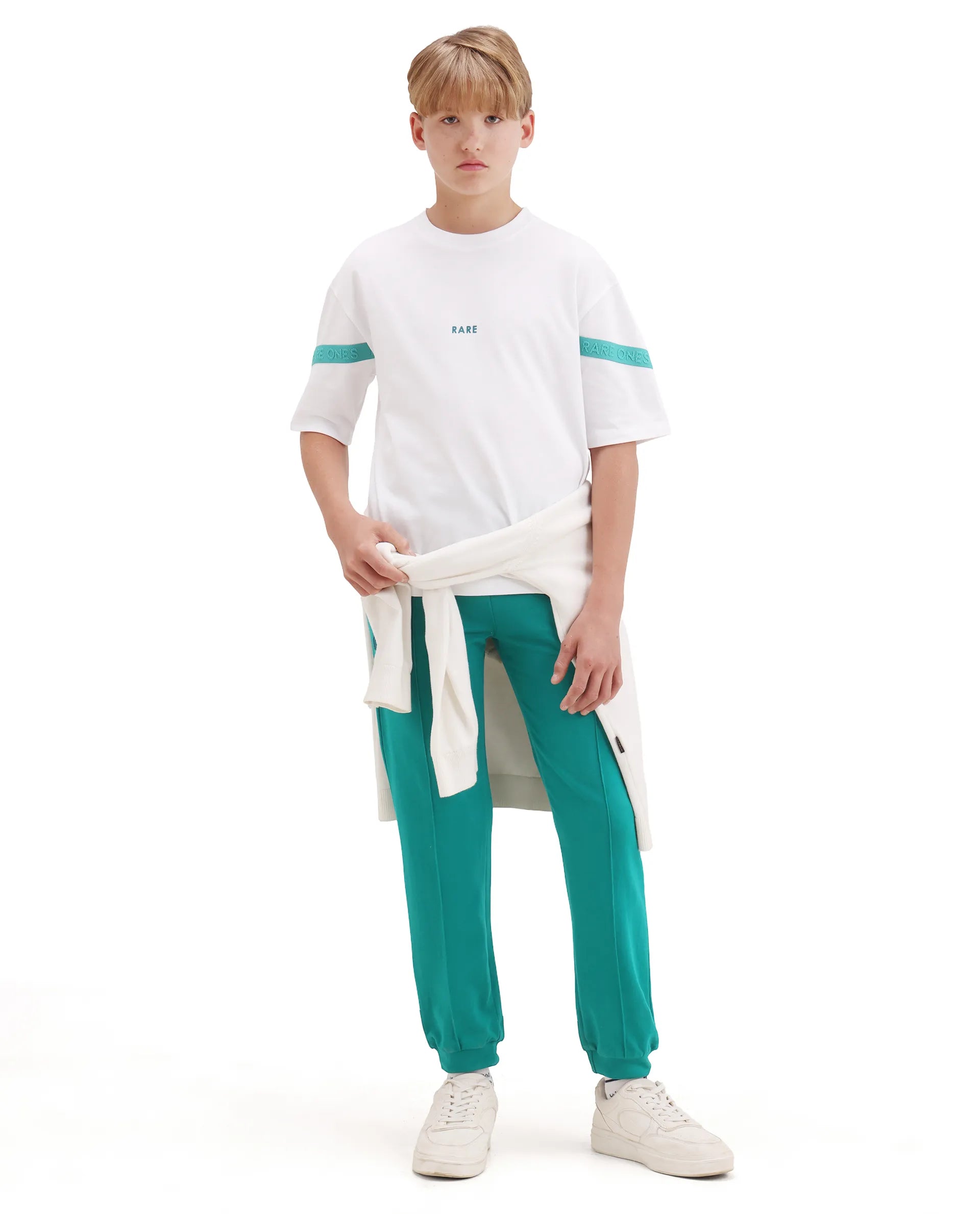 Rare Ones Kids Dream White Cotton Fabric Pull-On Closure Badge Applique Oversized Fit T-Shirt