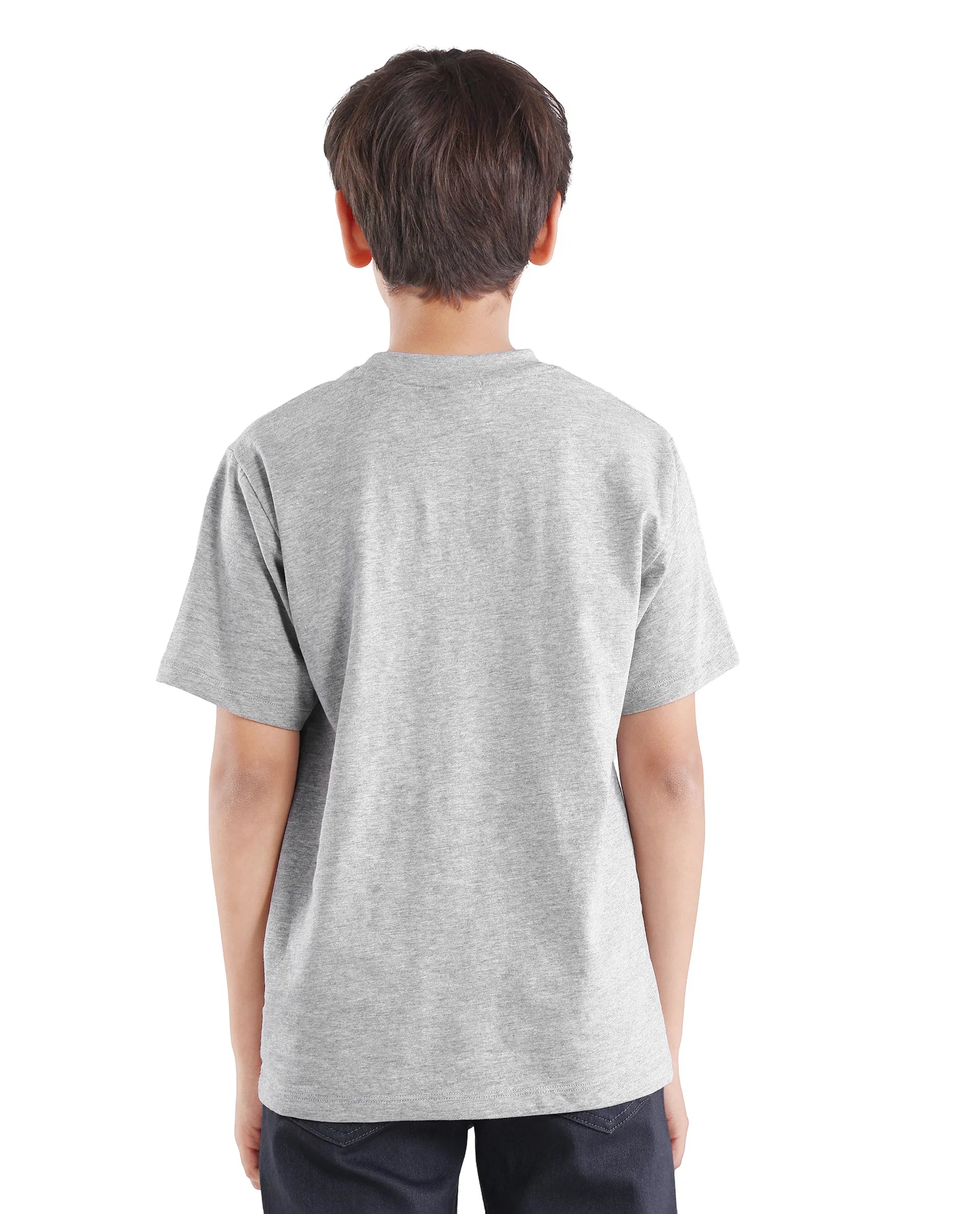 Rare Ones Kids Nadal Melange Grey Cotton Blend Pull-On Closure Digital Print Regular Fit T-Shirt
