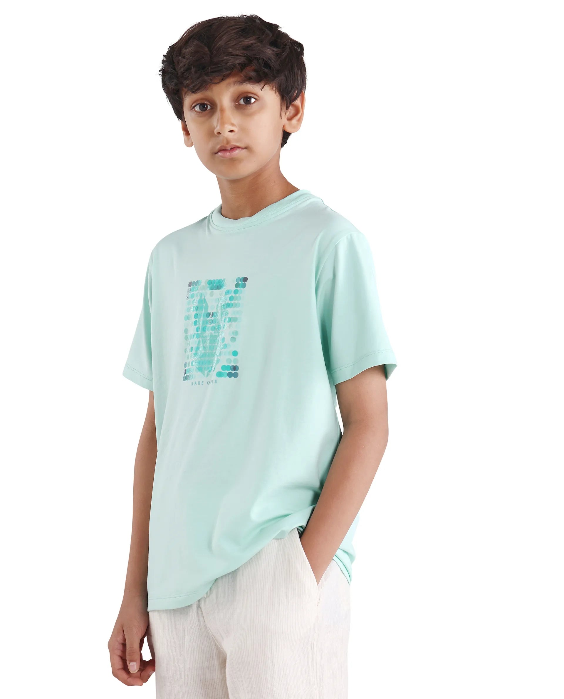 Rare Ones Kids Icy-K Pastel Blue Cotton Blend Pull-On Closure Hd Print Regular Fit T-Shirt