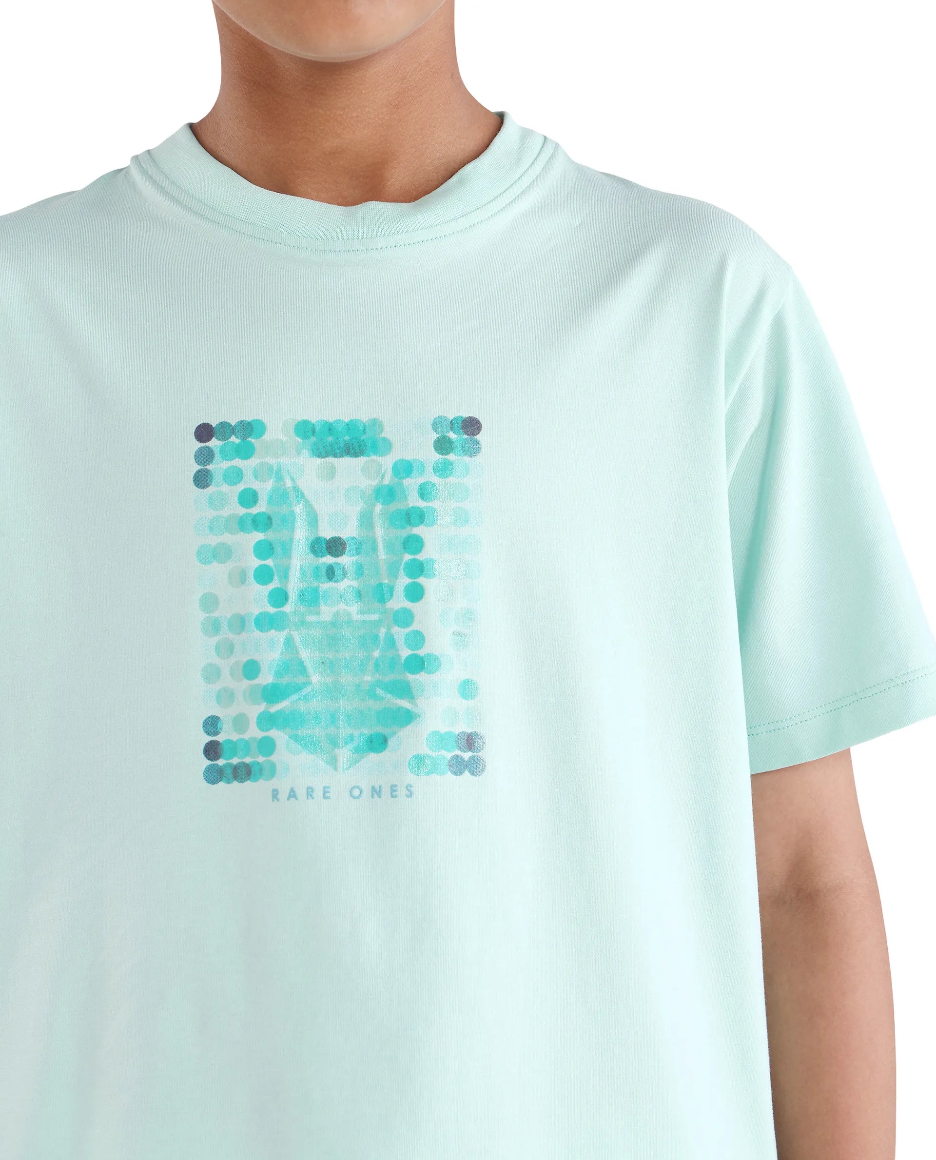 Rare Ones Kids Icy-K Pastel Blue Cotton Blend Pull-On Closure Hd Print Regular Fit T-Shirt