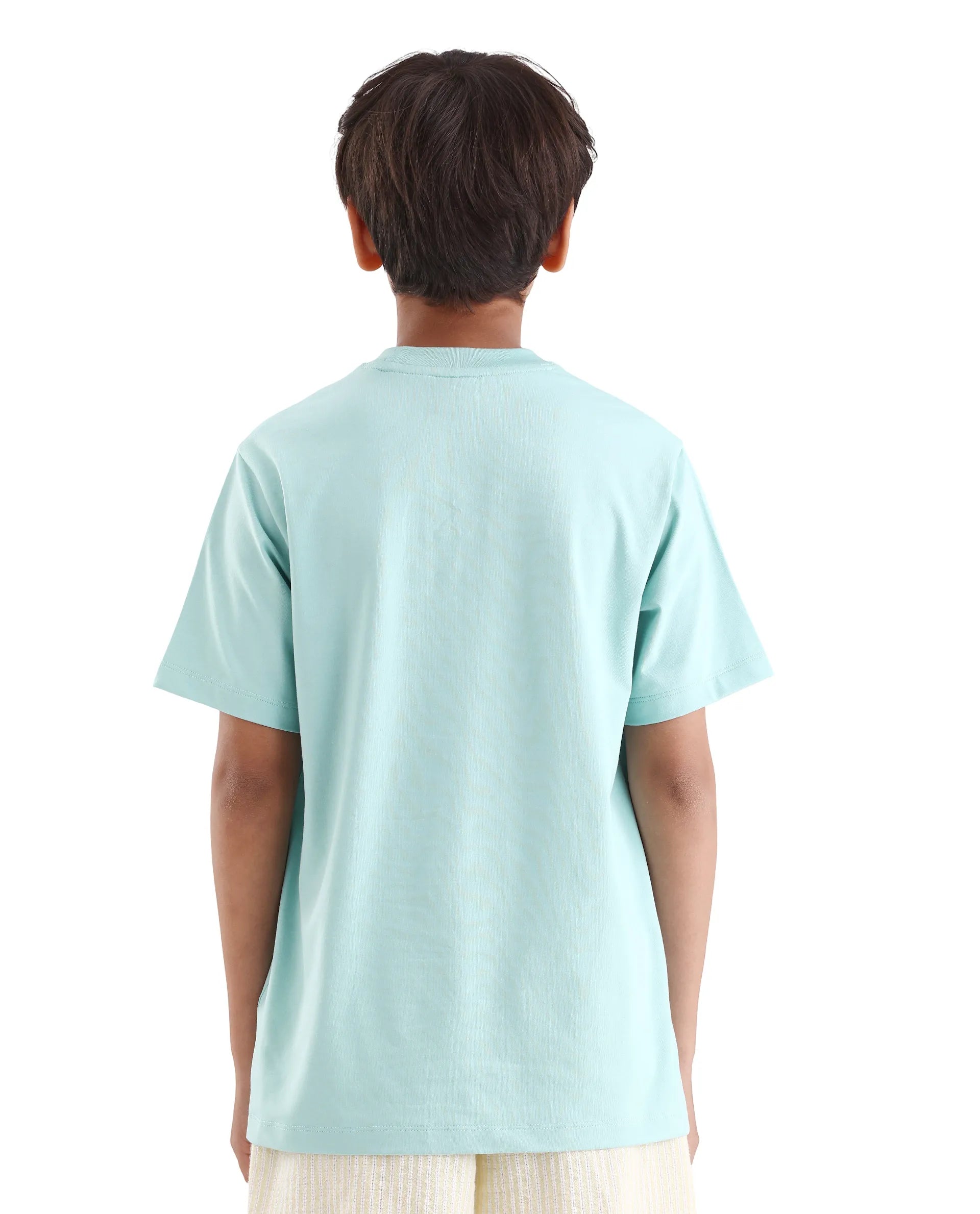 Rare Ones Kids Rige-K Dusky Blue Cotton Blend Fabric Pull-On Closure Digital Print Regular Fit T-Shirt