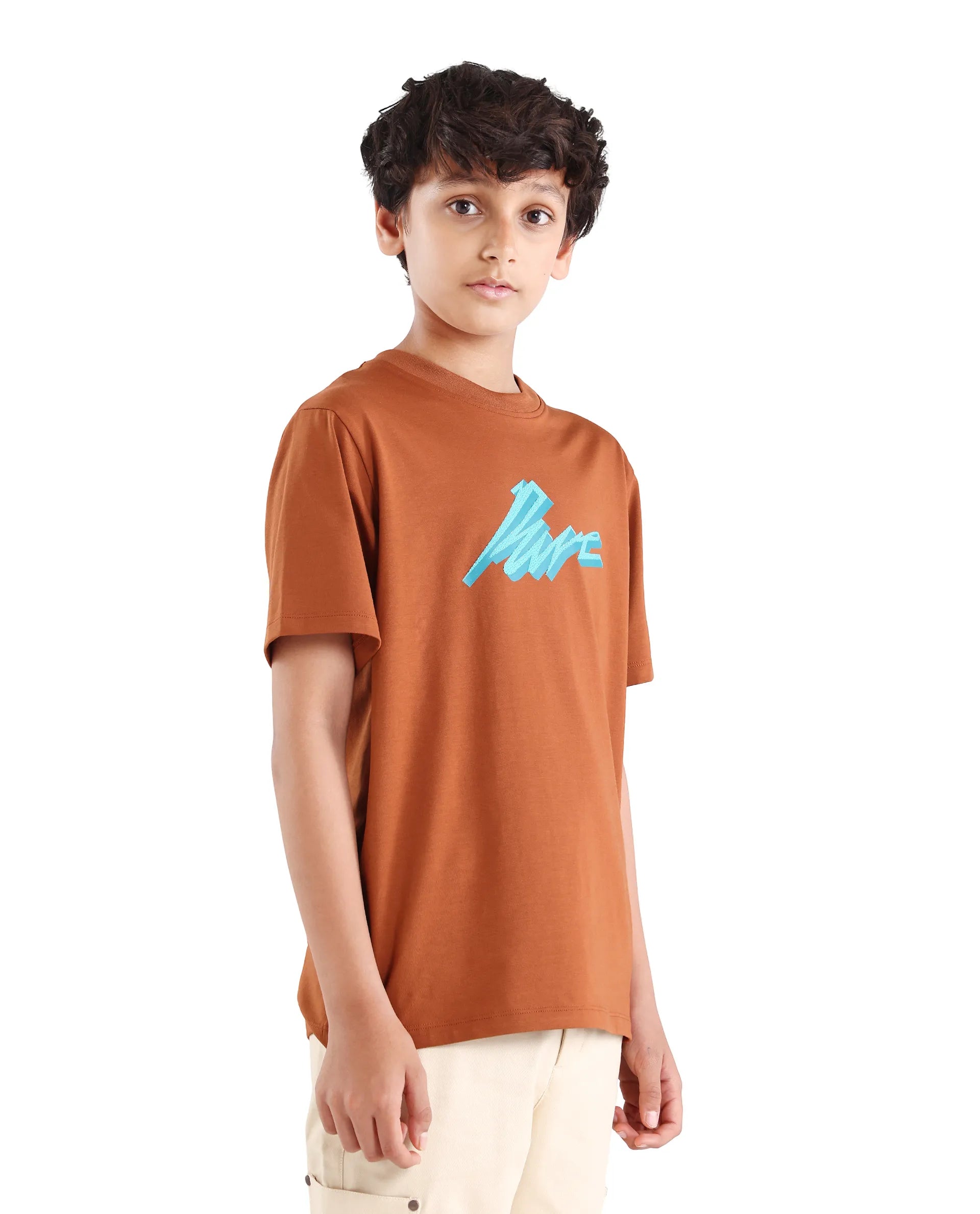 Rare Ones Kids Via-K Brown Cotton Blend Pull-On Closure Regular Fit T-Shirt
