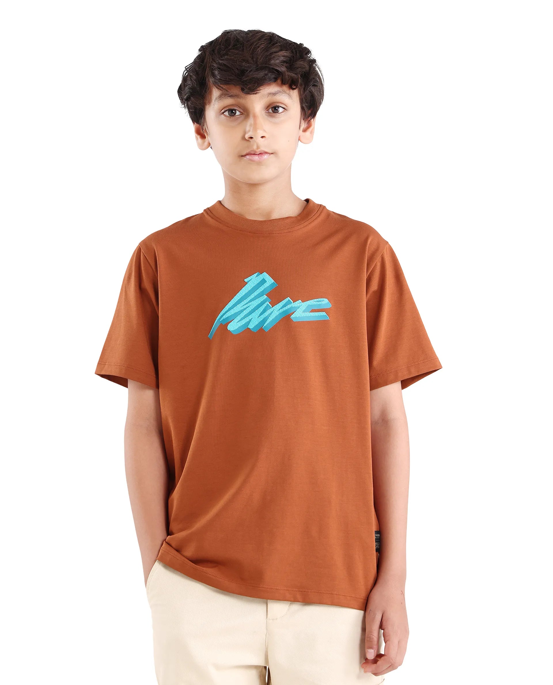 Rare Ones Kids Via-K Brown Cotton Blend Pull-On Closure Regular Fit T-Shirt