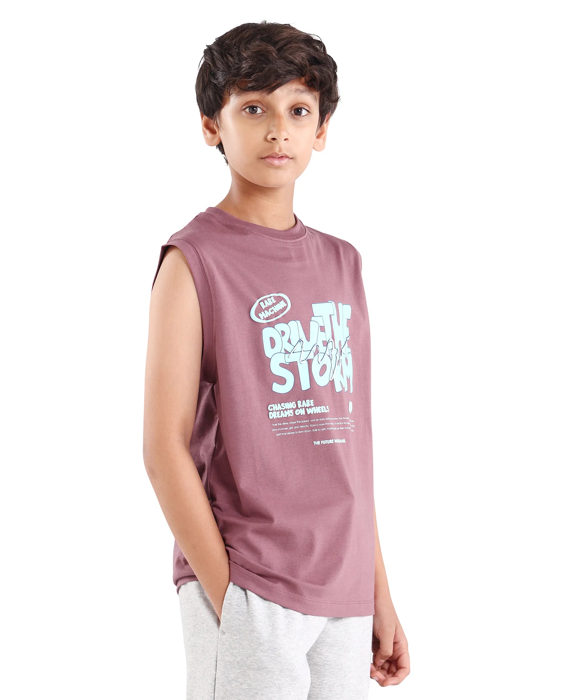 Rare Ones Kids Aloha Dusky Pink Cotton Blend Fabric Pull-On Closure Regular Fit T-Shirt