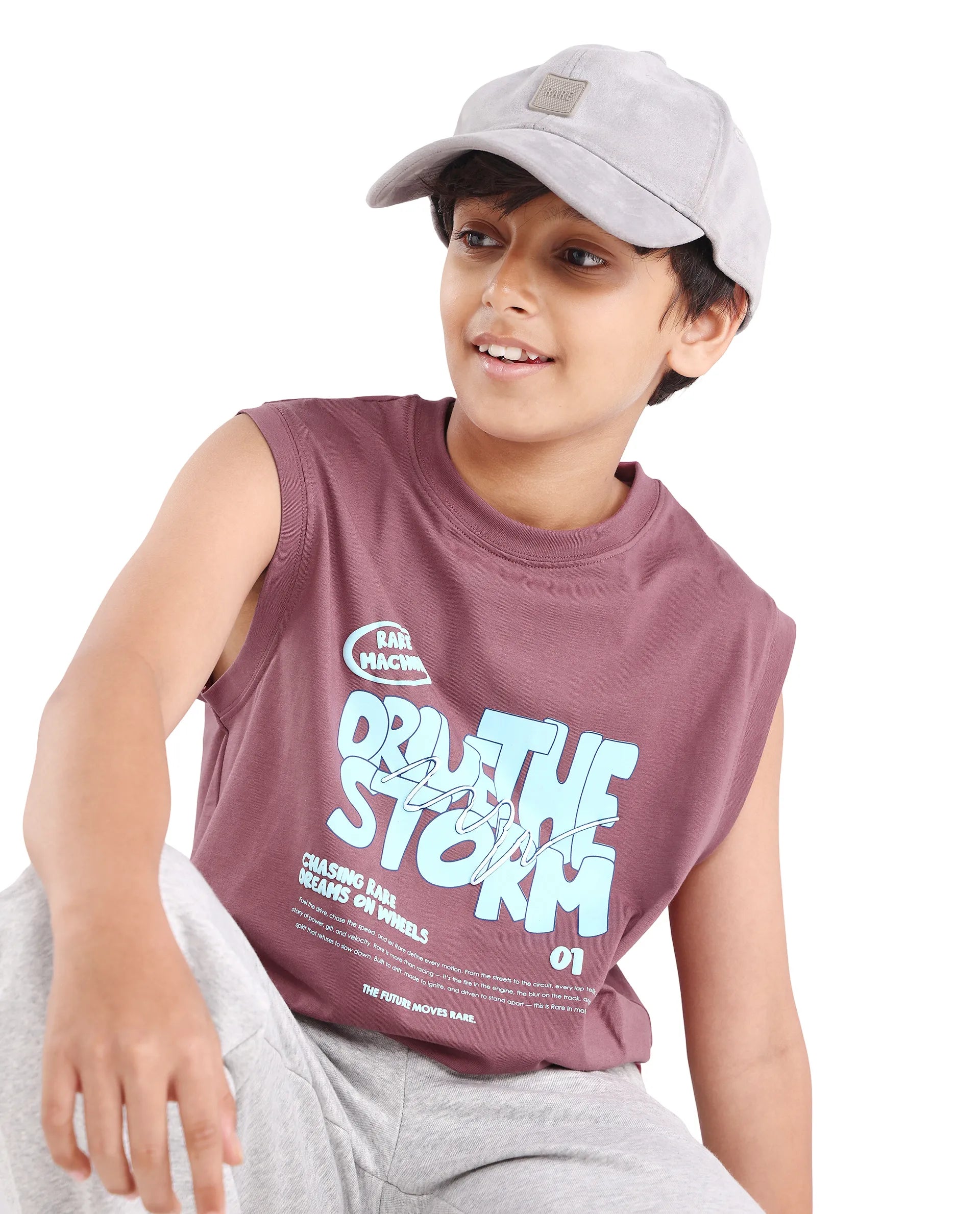 Rare Ones Kids Aloha Dusky Pink Cotton Blend Fabric Pull-On Closure Regular Fit T-Shirt