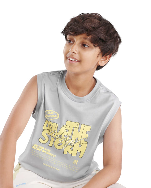 Rare Ones Kids Aloha Grey Cotton Blend Fabric Pull-On Closure Regular Fit T-Shirt