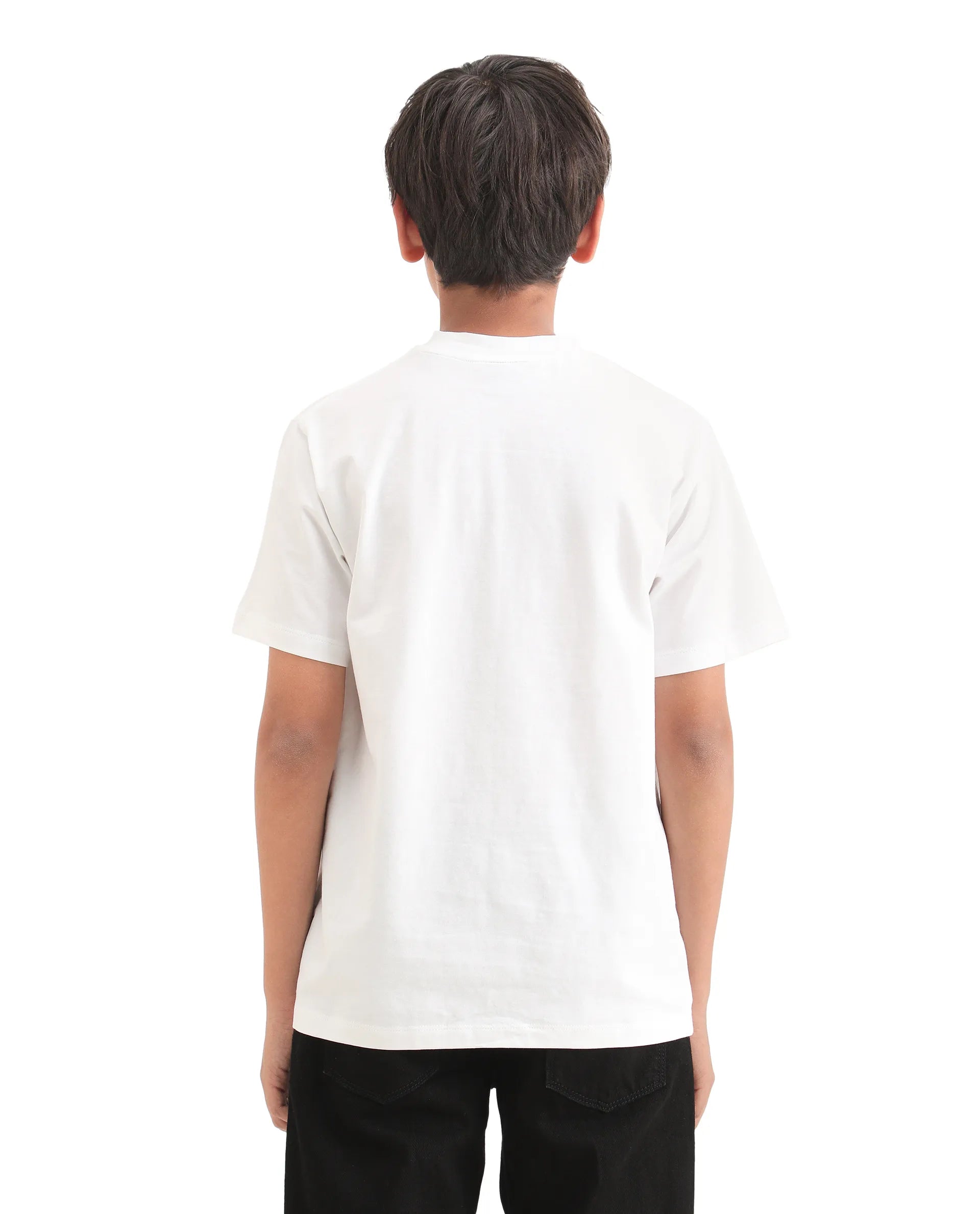 Rare Ones Kids Larry-K White Cotton Blend Fabric Pull-On Closure Regular Fit T-Shirt