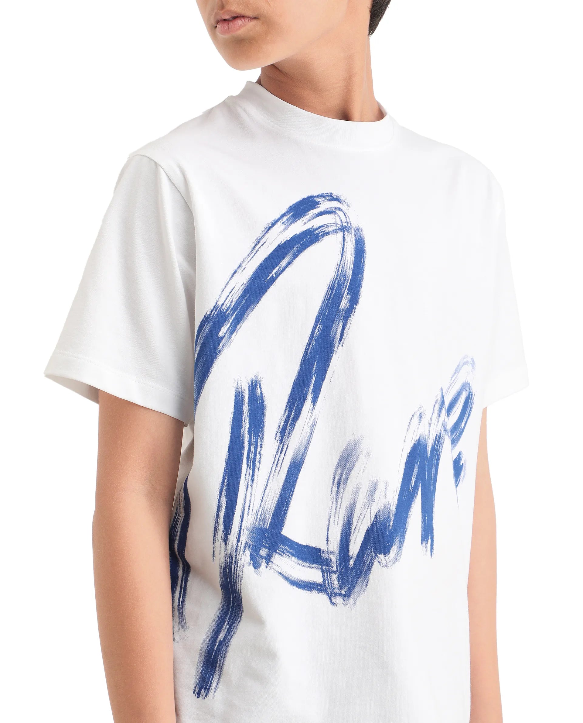 Rare Ones Kids Moro-K White Cotton Blend Fabric Pull-On Closure Pigment Print Regular Fit T-Shirt