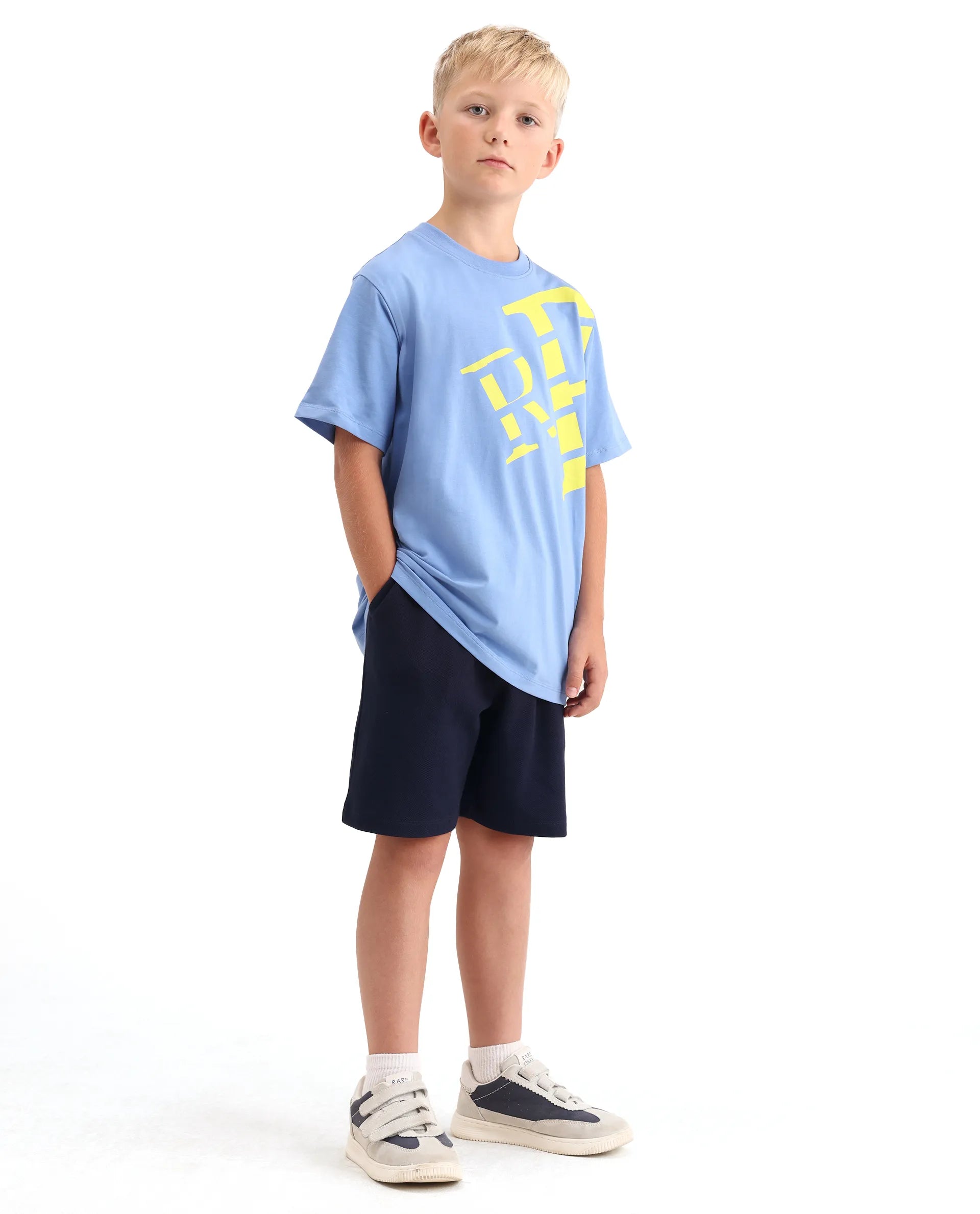 Rare Ones Kids Heros-B Navy Polyester Blend Fabric Button And Zipper Closure Hd Print Regular Fit Shorts