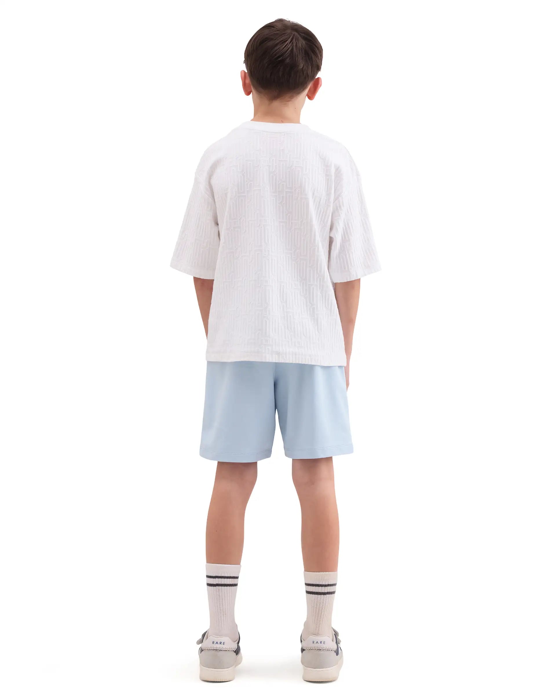 Rare Ones Kids Jonty-B Pastel Blue Cotton Blend Fabric Drawstring Closure Regular Fit Shorts