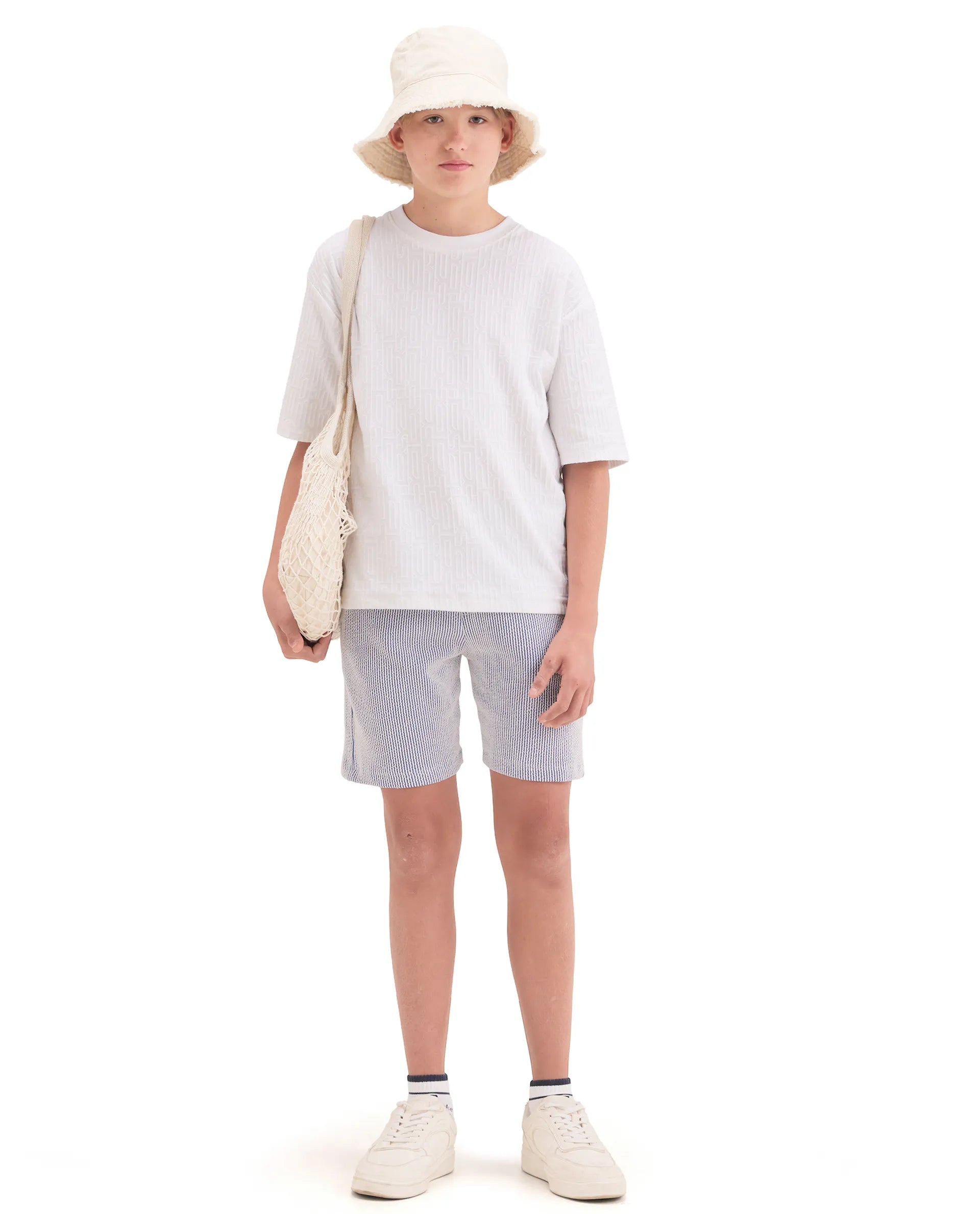 Rare Ones Kids John26-B Light Blue Cotton Blend Fabric Drawstring Closure Regular Fit Shorts