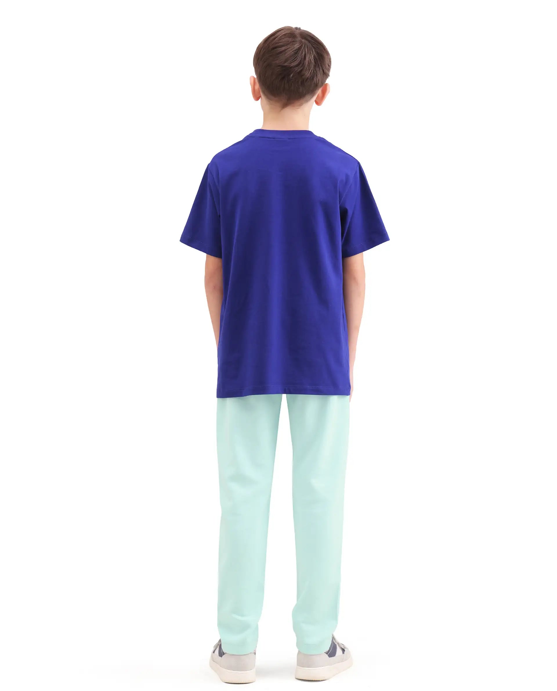 Rare Ones Kids Huzz Light Green Cotton Blend Fabric Drawstring Closure Hd Print Straight Fit Track Pant