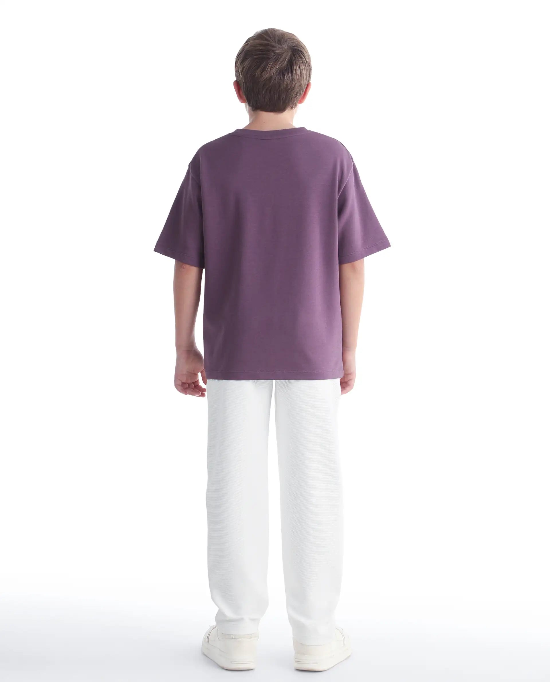 Rare Ones Kids Ned Off White Cotton Blend Fabric Drawstring Closure Hd Print Straight Fit Track Pant