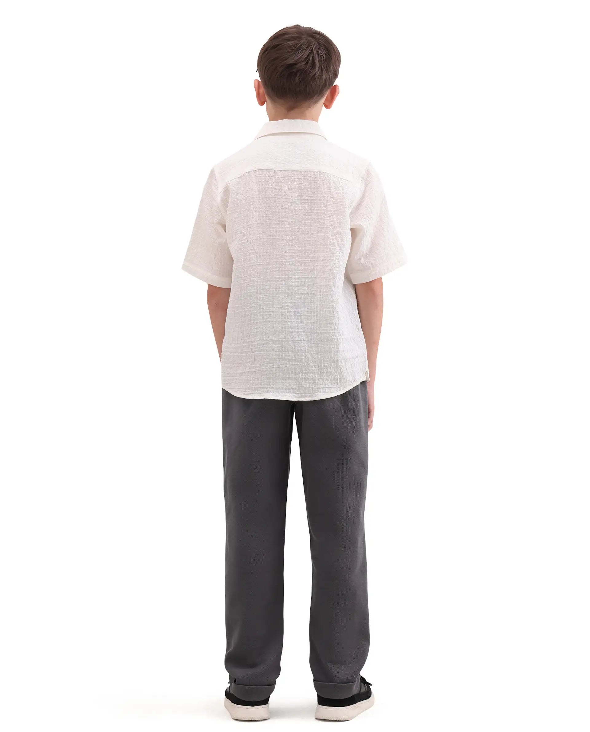 Rare Ones Kids Lofi Grey Cotton Fabric Button And Zipper Closure Straight Fit Trouser