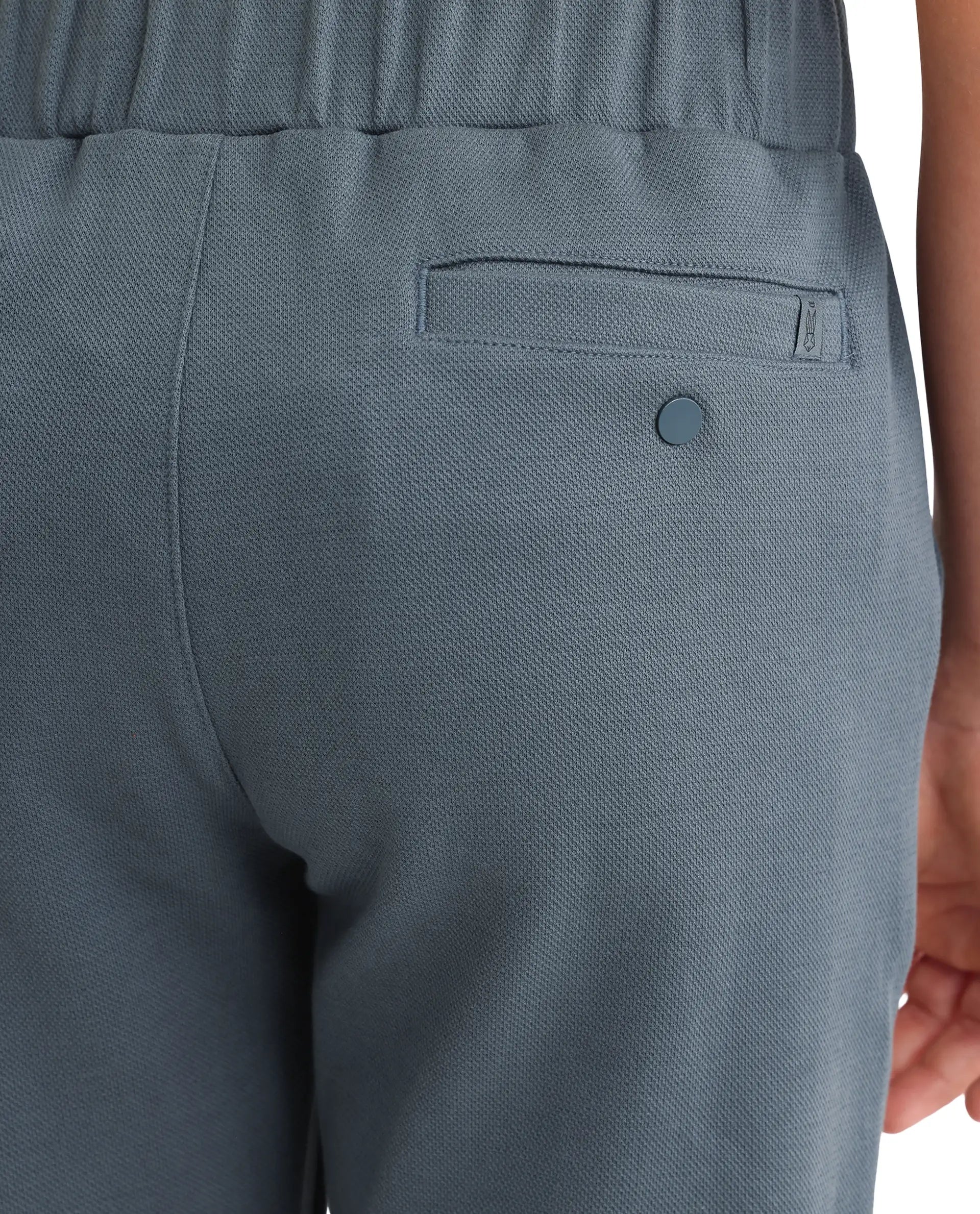 Rare Ones Kids Aura Dusky Blue Cotton Fabric Button And Zipper Closure Straight Fit Trouser