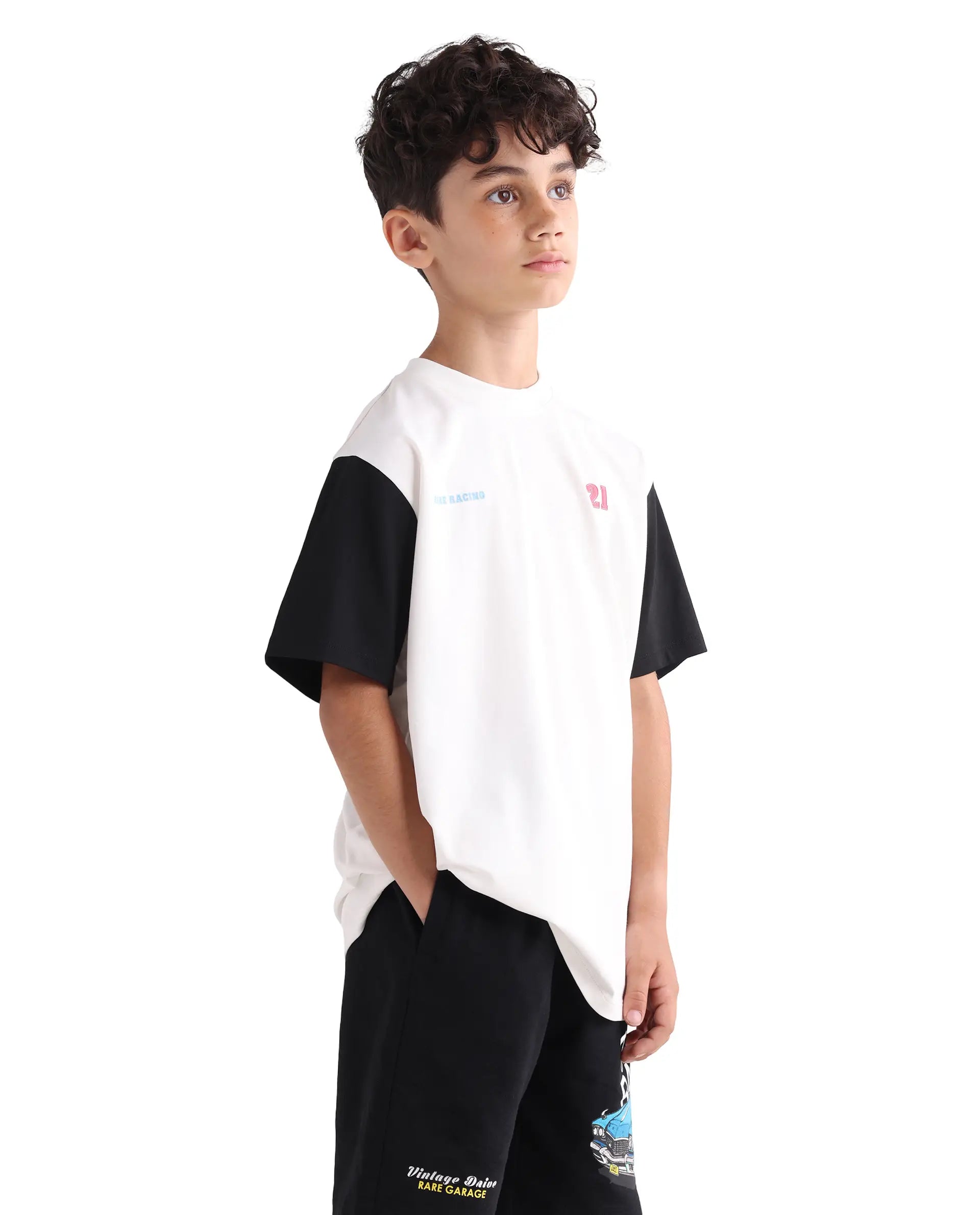 Rare Ones Kids Clerc Off White Cotton Blend Fabric Pull-On Closure Regular Fit T-Shirt
