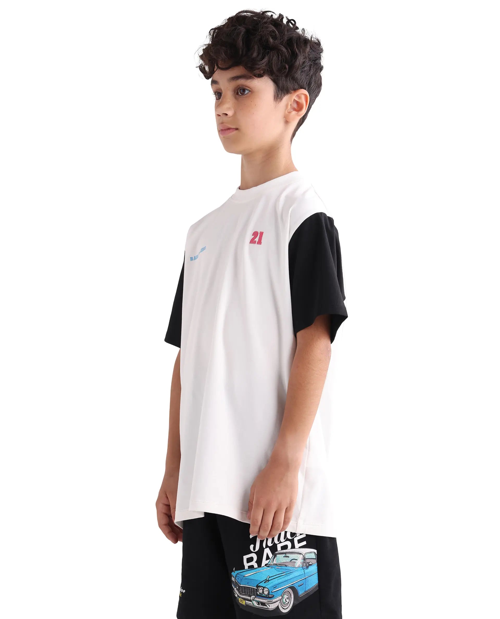 Rare Ones Kids Clerc Off White Cotton Blend Fabric Pull-On Closure Regular Fit T-Shirt