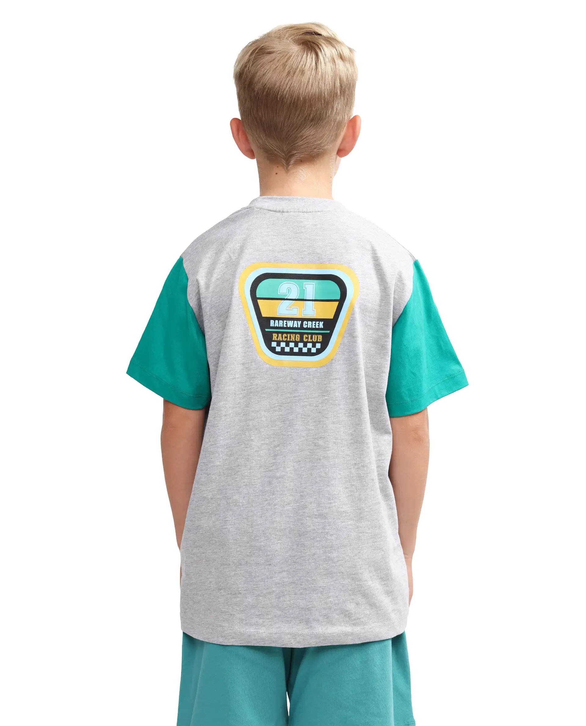 Rare Ones Kids Clerc Melange Grey Cotton Blend Fabric Pull-On Closure Regular Fit T-Shirt