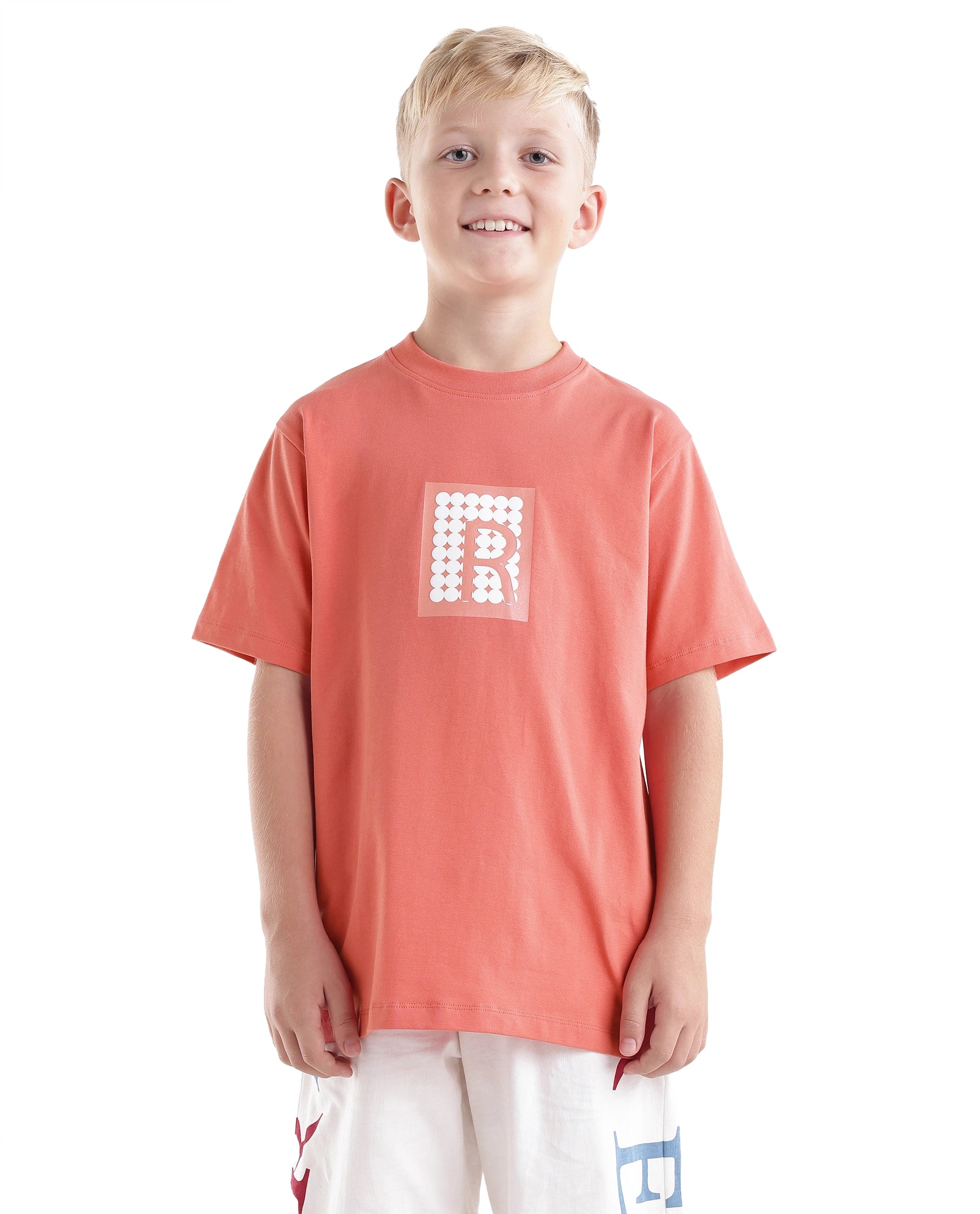 Rare Ones Kids Flan Dark Peach Cotton Blend Fabric Pull-On Closure Regular Fit T-Shirt