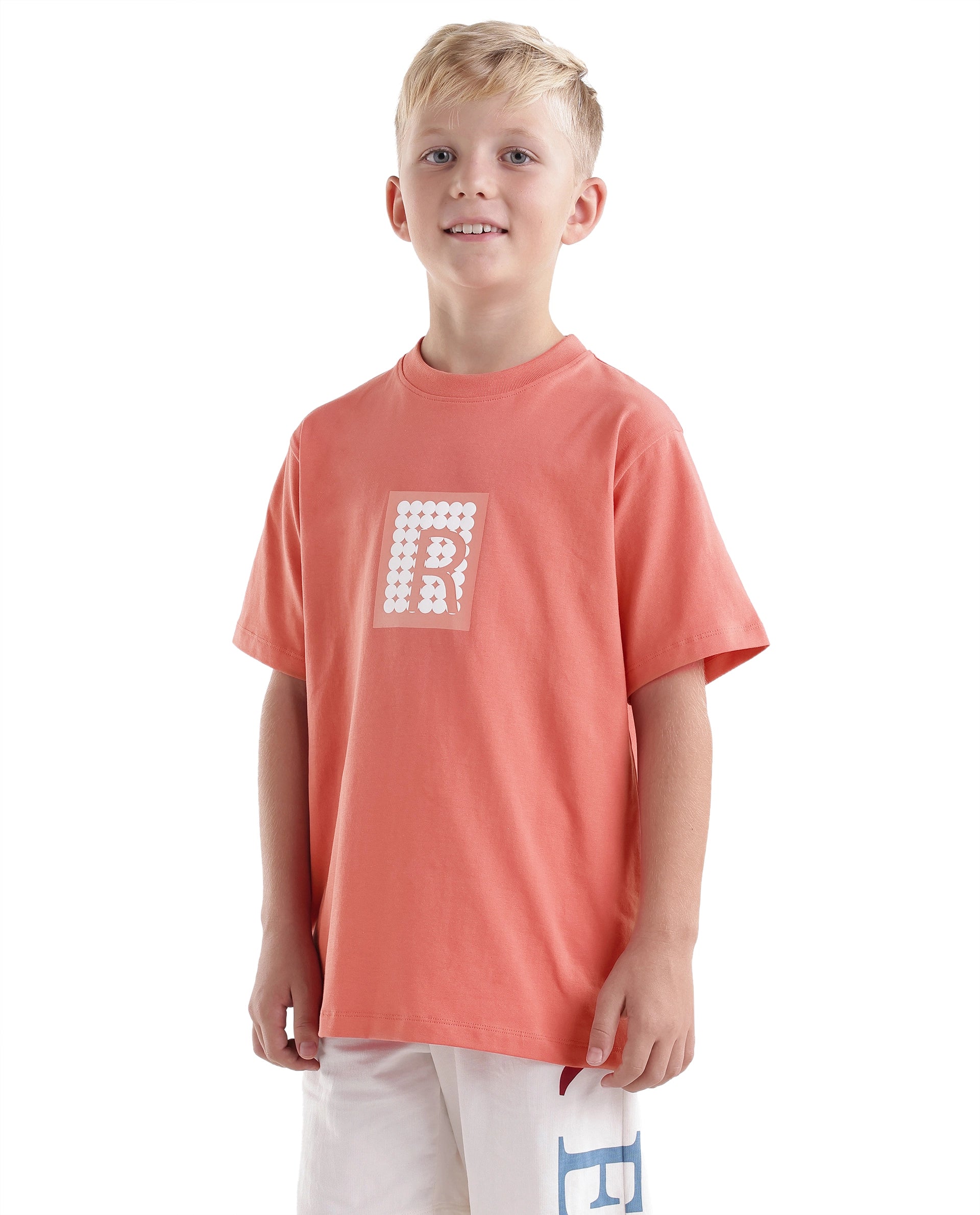 Rare Ones Kids Flan Dark Peach Cotton Blend Fabric Pull-On Closure Regular Fit T-Shirt