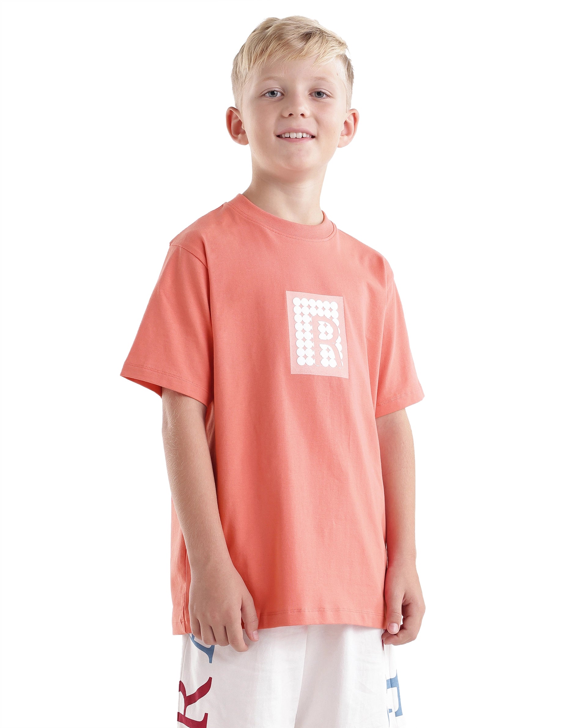 Rare Ones Kids Flan Dark Peach Cotton Blend Fabric Pull-On Closure Regular Fit T-Shirt