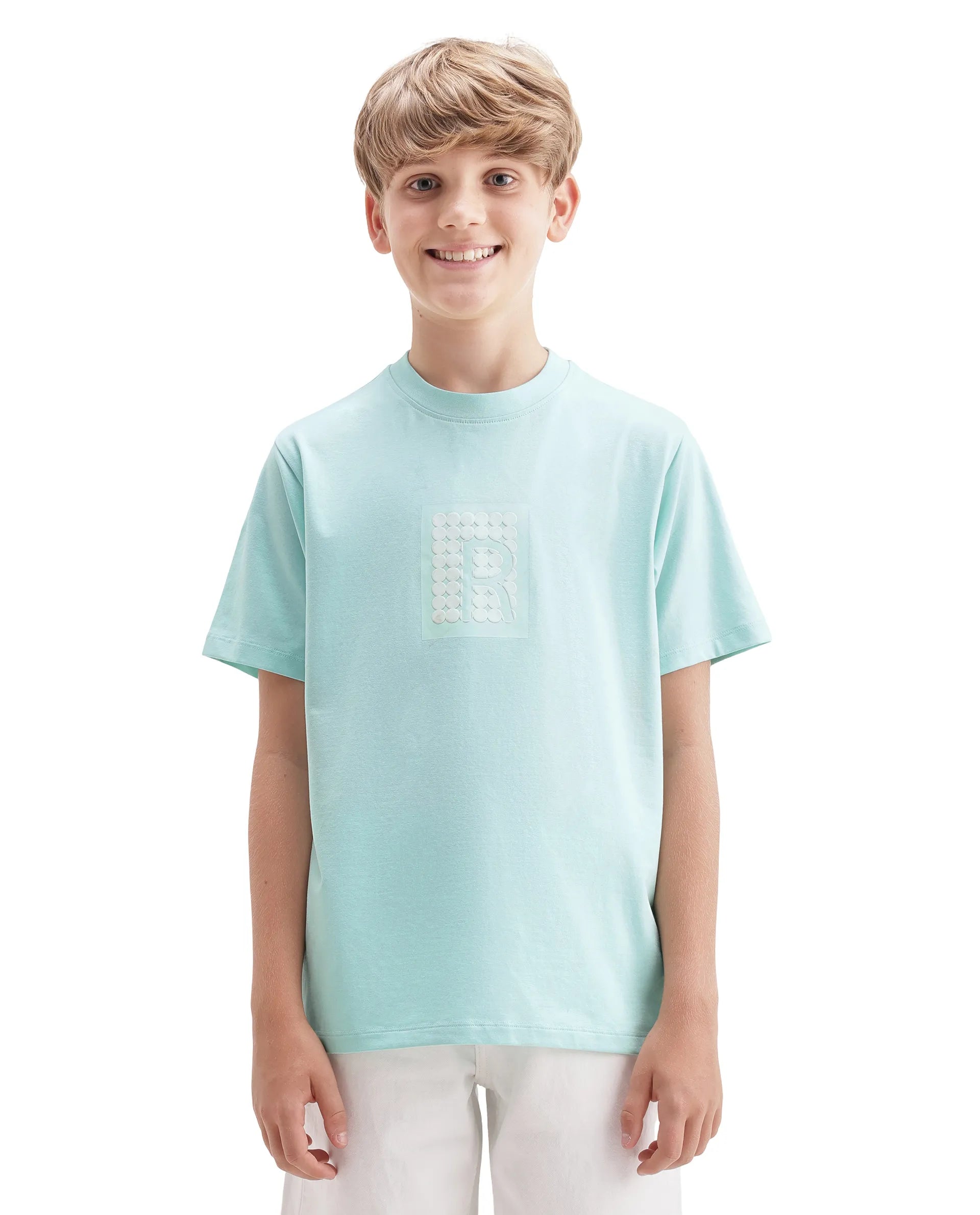 Rare Ones Kids Flan Pastel Blue Cotton Blend Fabric Pull-On Closure Regular Fit T-Shirt