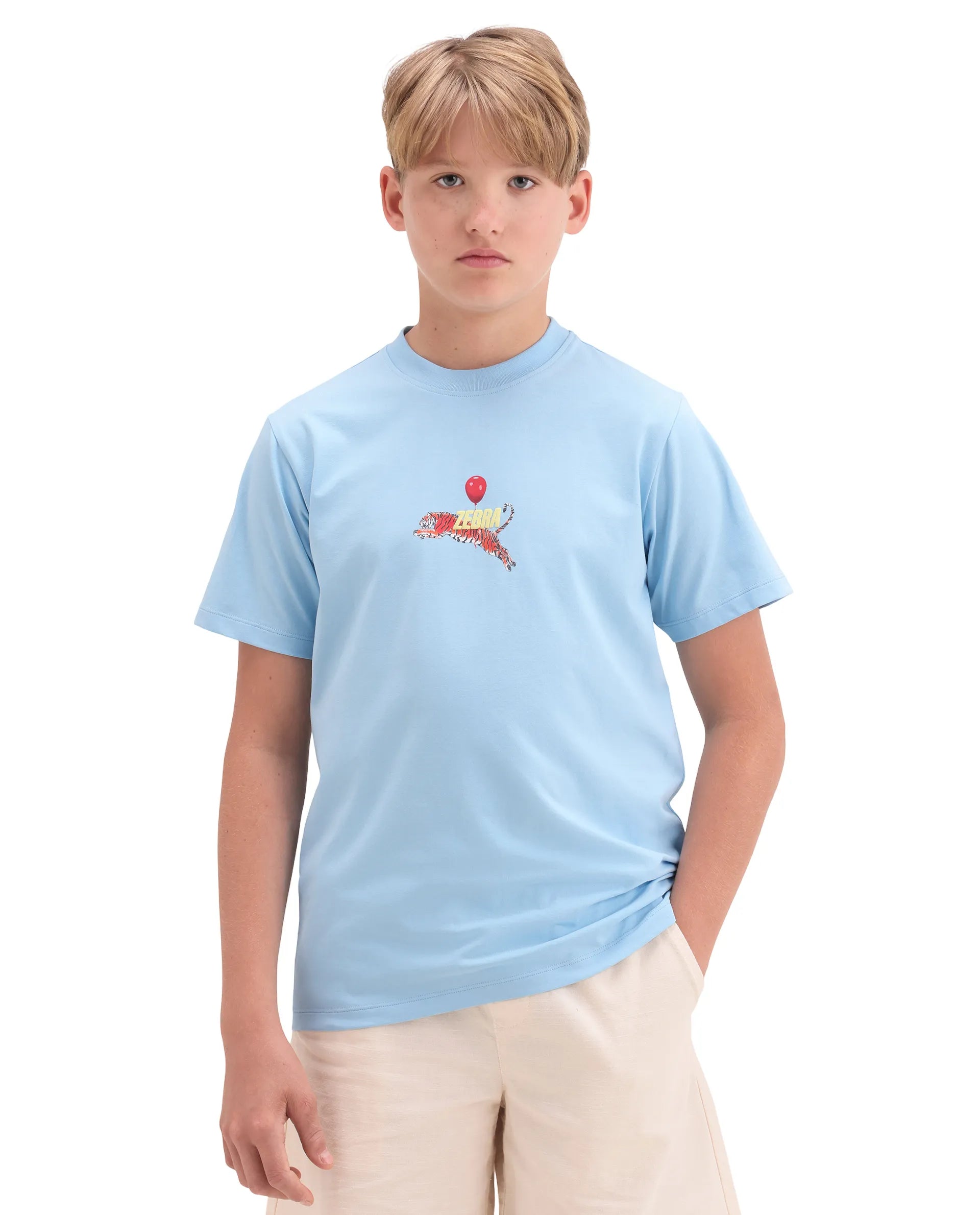 Rare Ones Kids Simp Light Blue Cotton Blend Fabric Pull-On Closure Regular Fit T-Shirt