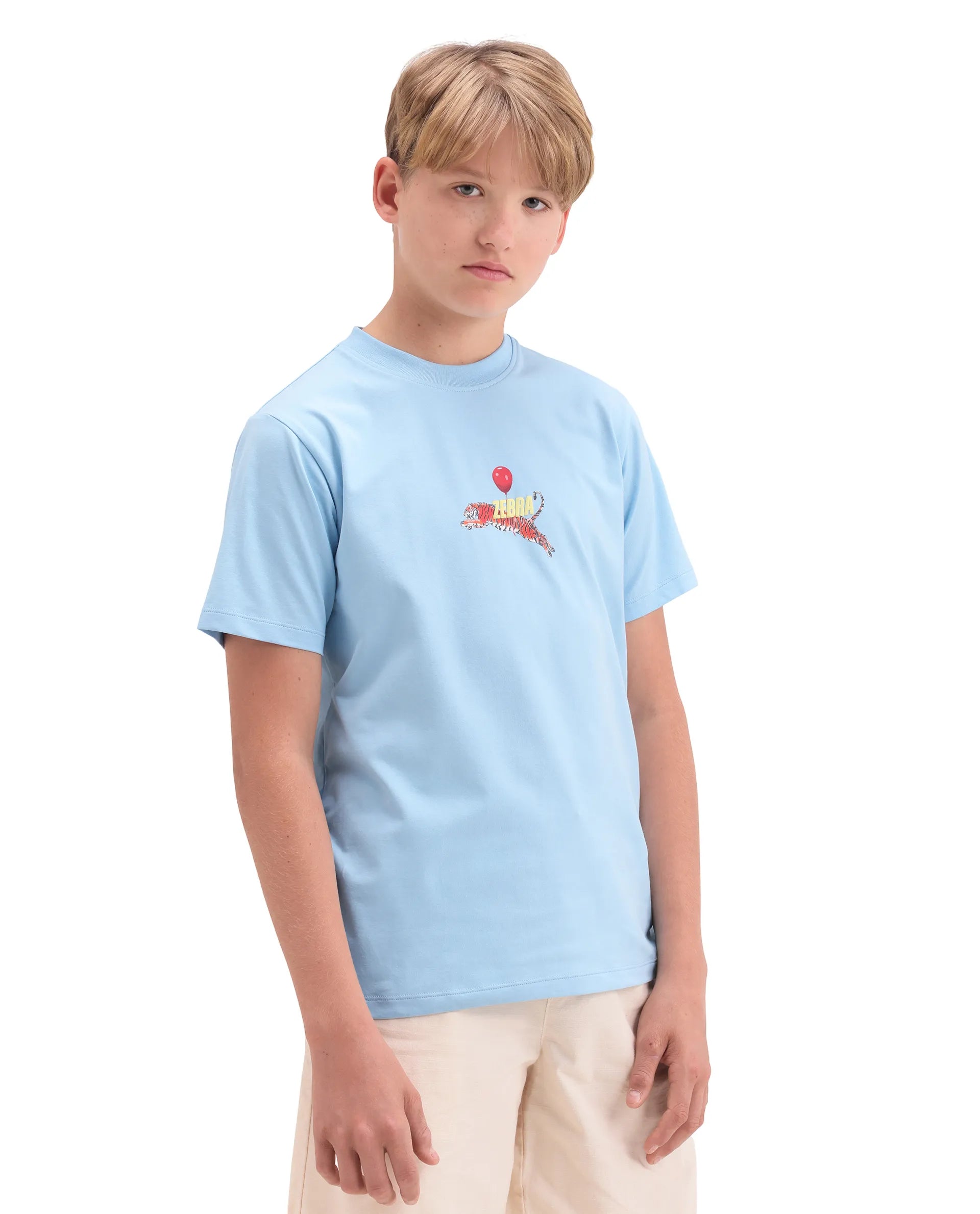 Rare Ones Kids Simp Light Blue Cotton Blend Fabric Pull-On Closure Regular Fit T-Shirt