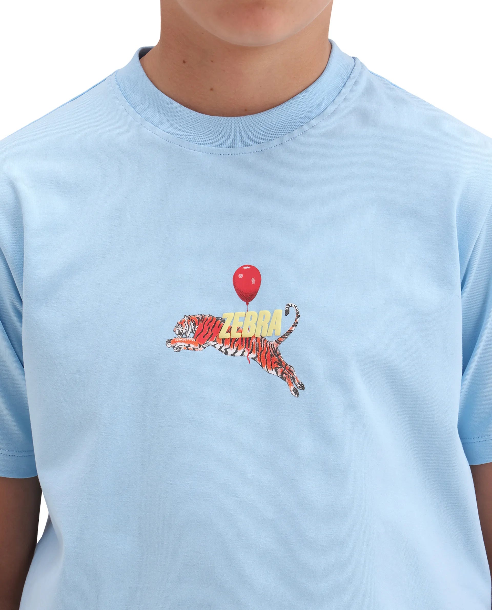 Rare Ones Kids Simp Light Blue Cotton Blend Fabric Pull-On Closure Regular Fit T-Shirt