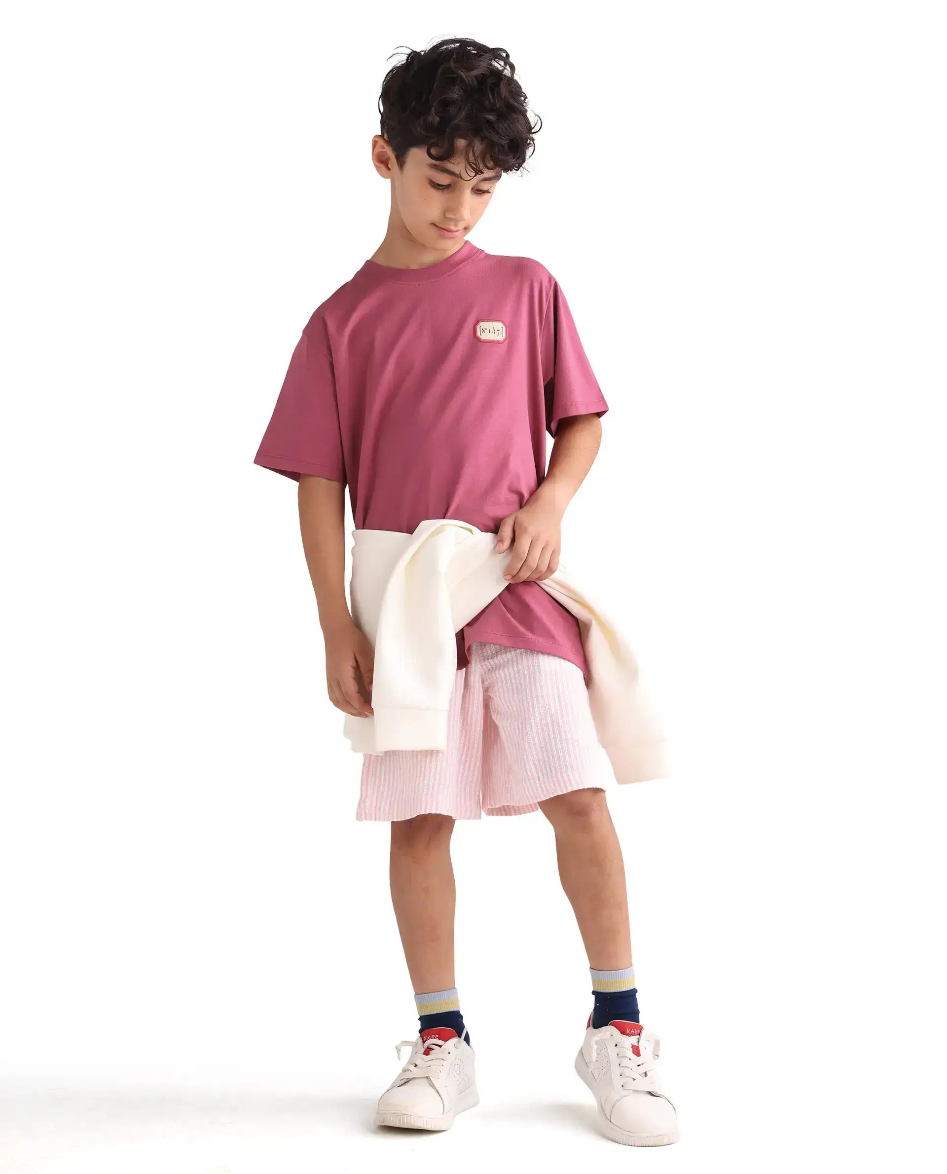 Rare Ones Kids Hirm-K Dark Pink Cotton Blend Fabric Pull-On Closure Regular Fit T-Shirt