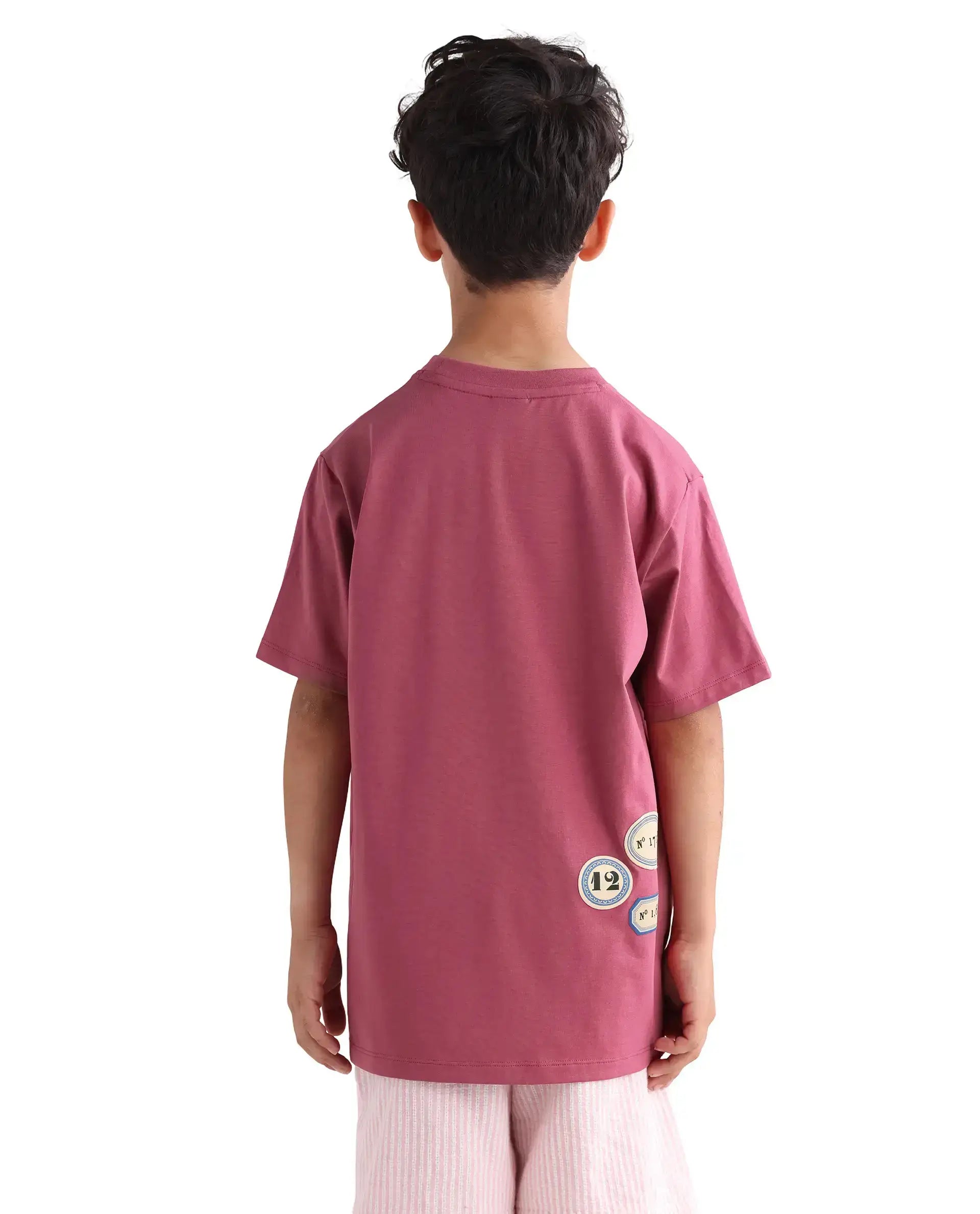 Rare Ones Kids Hirm-K Dark Pink Cotton Blend Fabric Pull-On Closure Regular Fit T-Shirt
