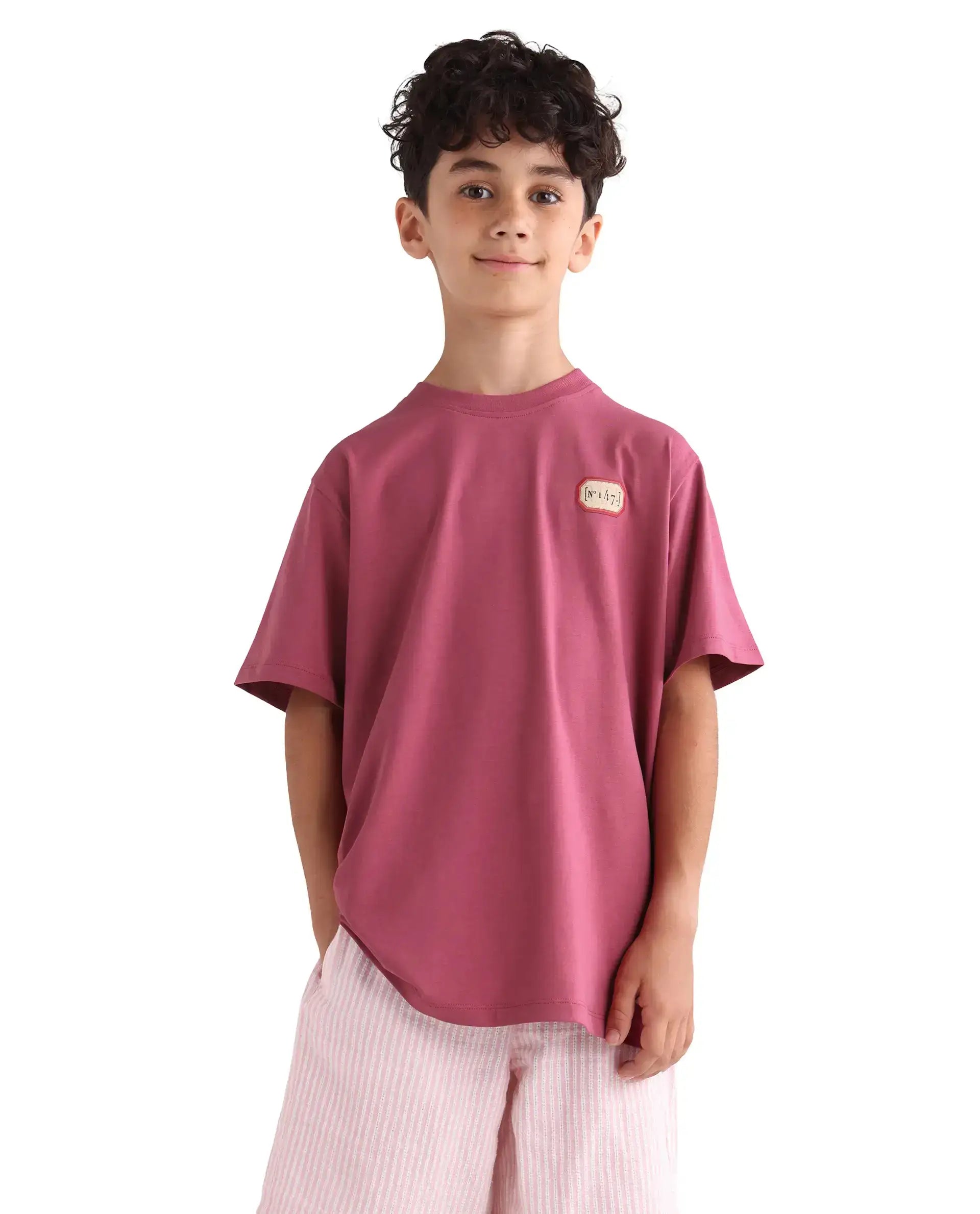 Rare Ones Kids Hirm-K Dark Pink Cotton Blend Fabric Pull-On Closure Regular Fit T-Shirt