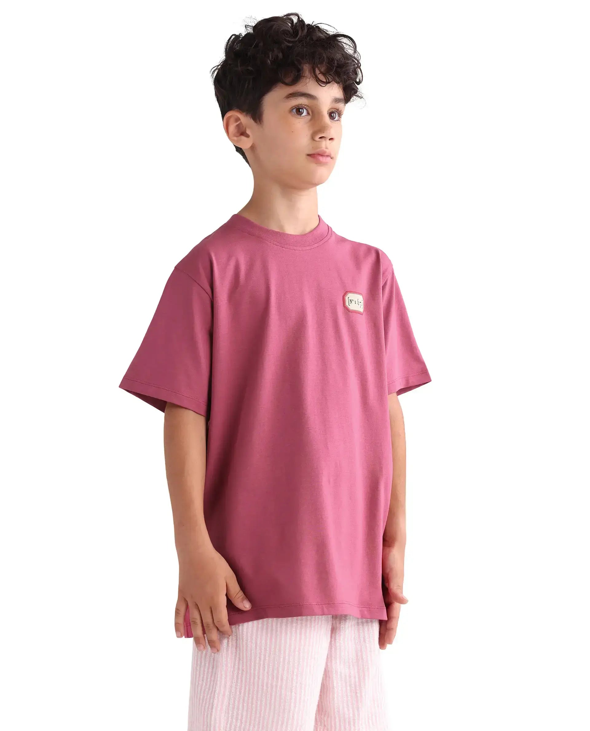 Rare Ones Kids Hirm-K Dark Pink Cotton Blend Fabric Pull-On Closure Regular Fit T-Shirt
