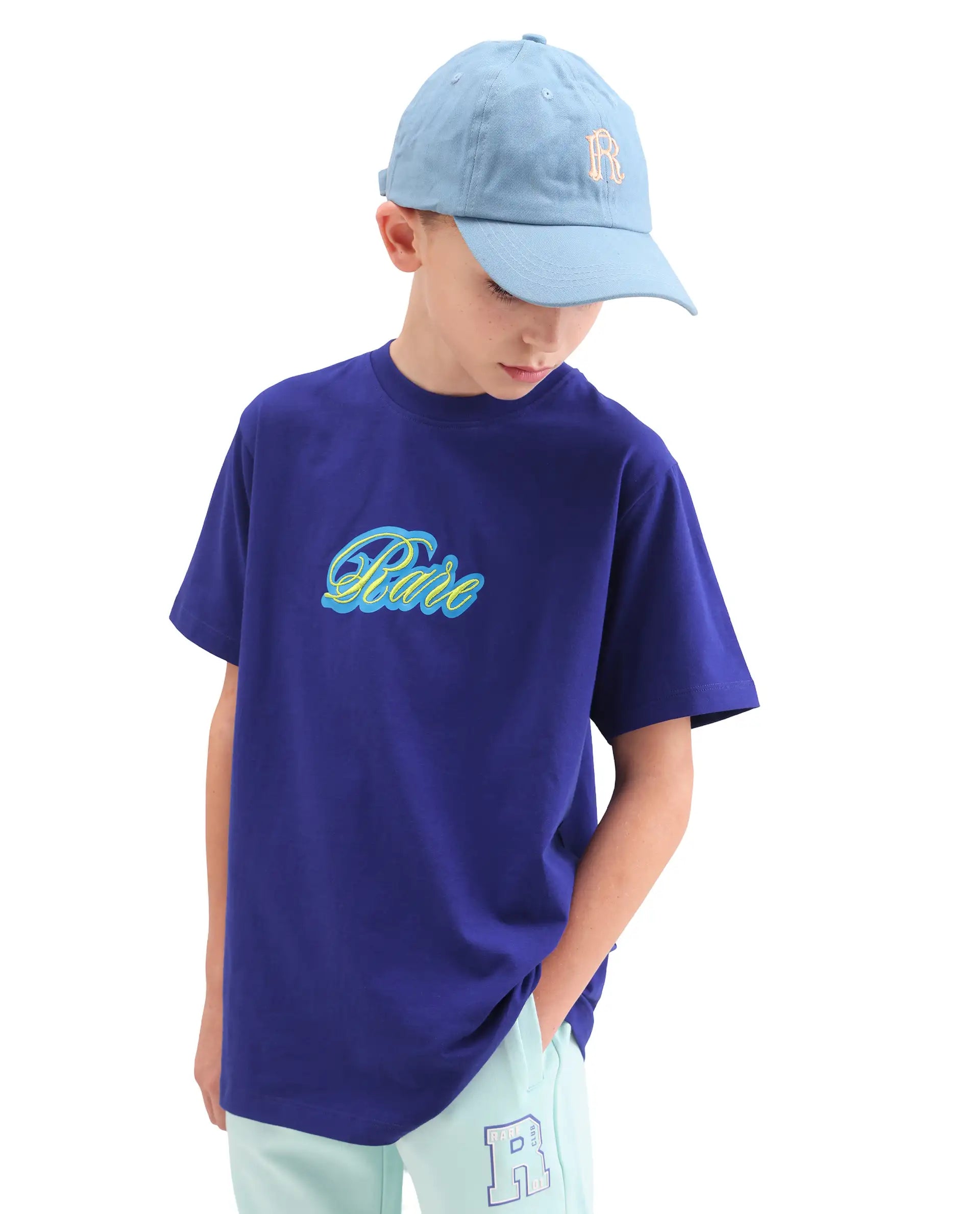 Rare Ones Kids Anton Dark Blue Cotton Blend Fabric Pull-On Closure Graphic Print Regular Fit T-Shirt