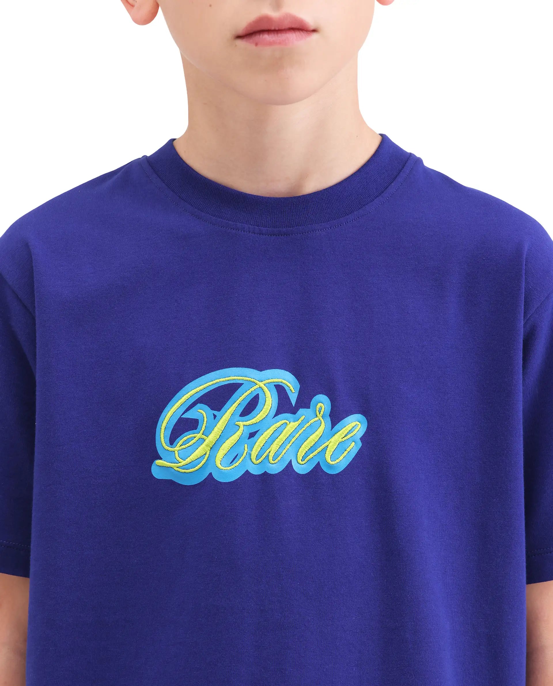 Rare Ones Kids Anton Dark Blue Cotton Blend Fabric Pull-On Closure Graphic Print Regular Fit T-Shirt