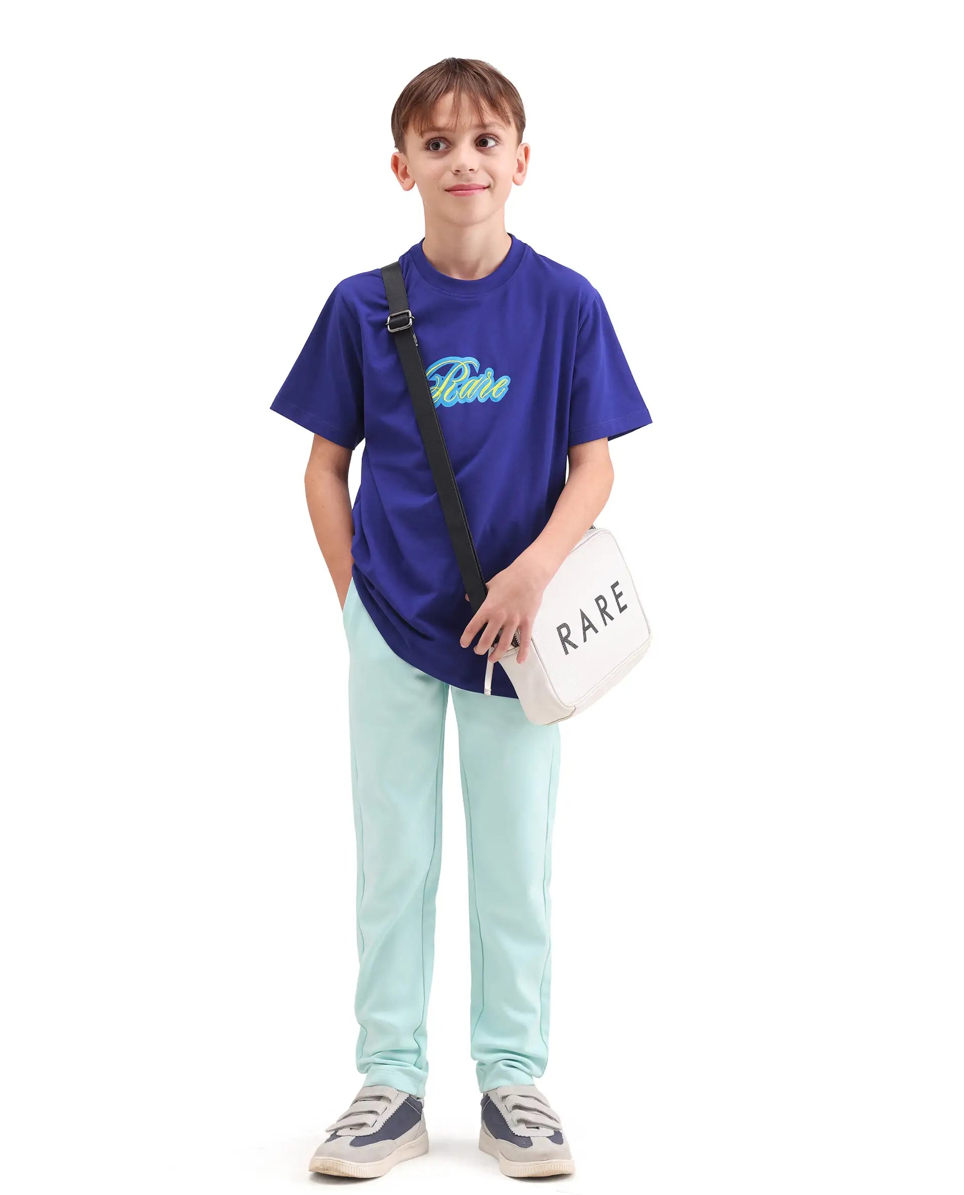 Rare Ones Kids Anton Dark Blue Cotton Blend Fabric Pull-On Closure Graphic Print Regular Fit T-Shirt