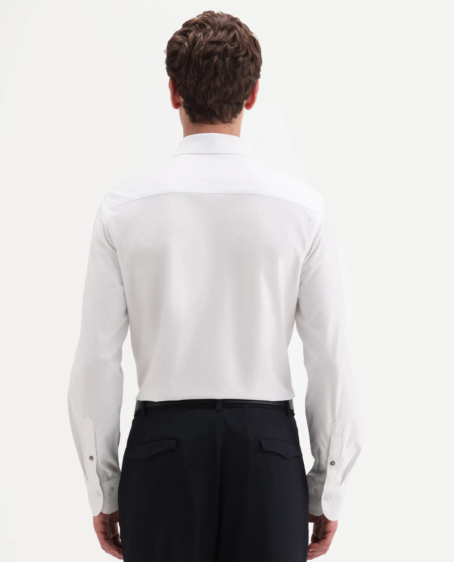 Rare Rabbit Men's Bogi White Cotton Blend Full Sleeve Spread Collar Regular Fit Plain Shirt