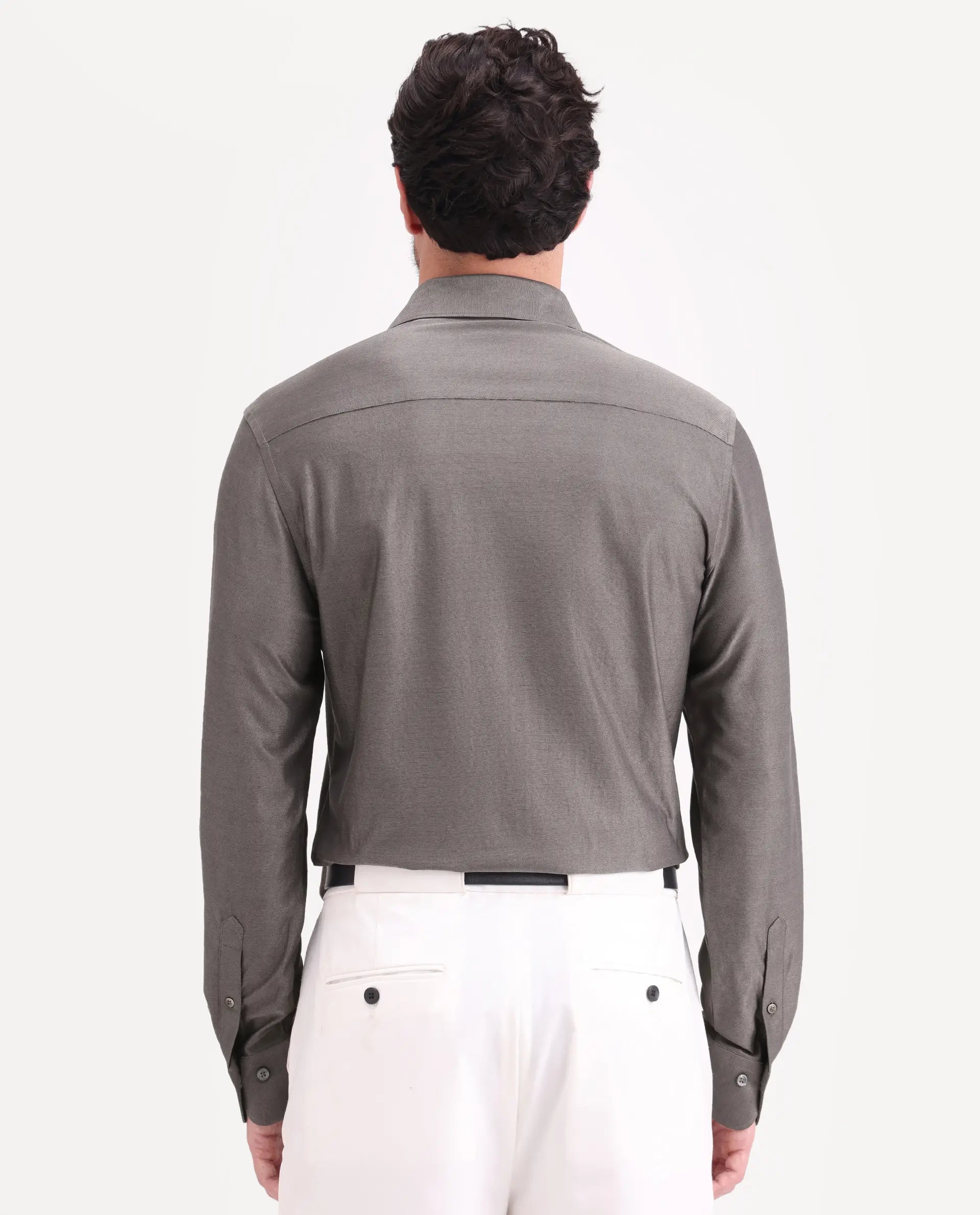 Rare Rabbit Men's Bogi Dusky Brown Cotton Blend Full Sleeve Spread Collar Regular Fit Plain Shirt