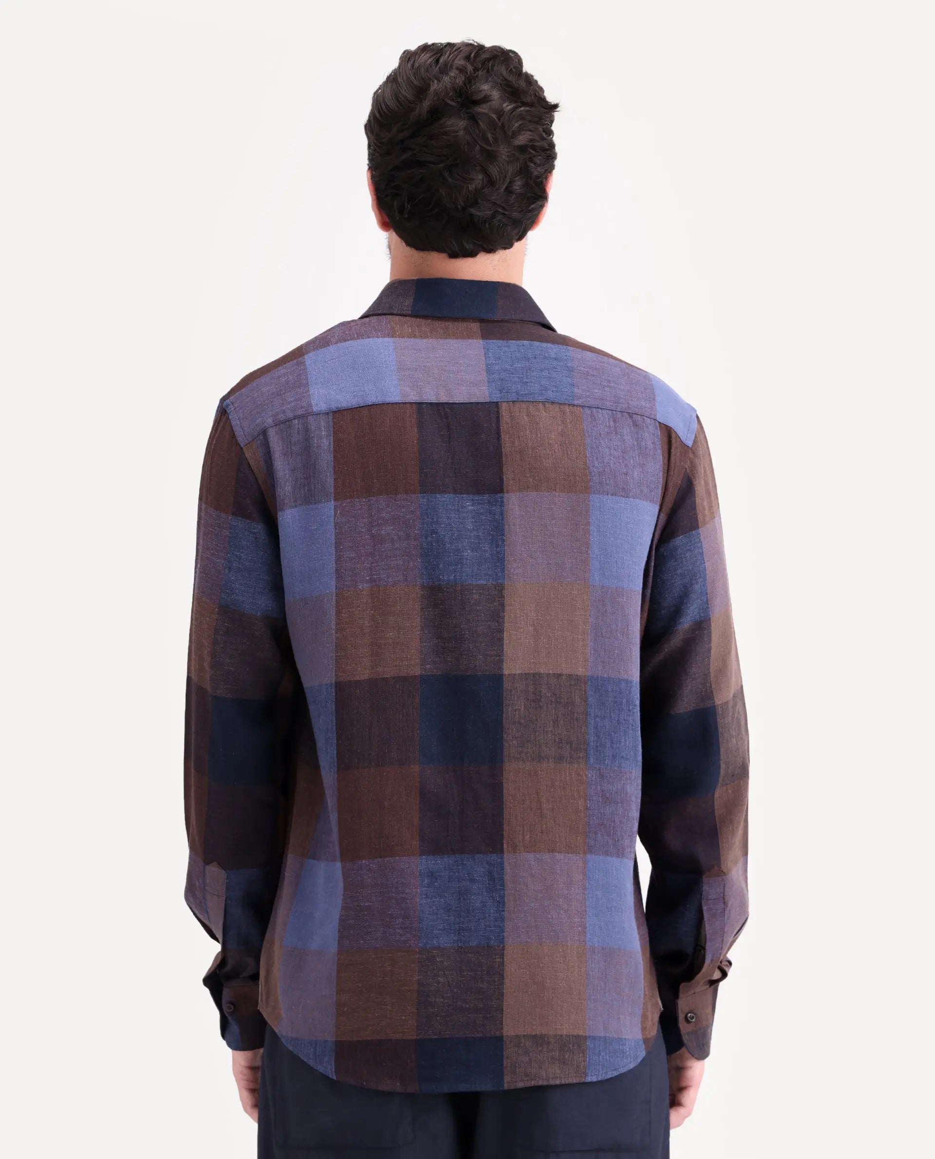 Rare Rabbit Men's Calum-S26 Pastel Multi Linen Blend Full Sleeve Spread Collar Regular Fit Checked Shirt