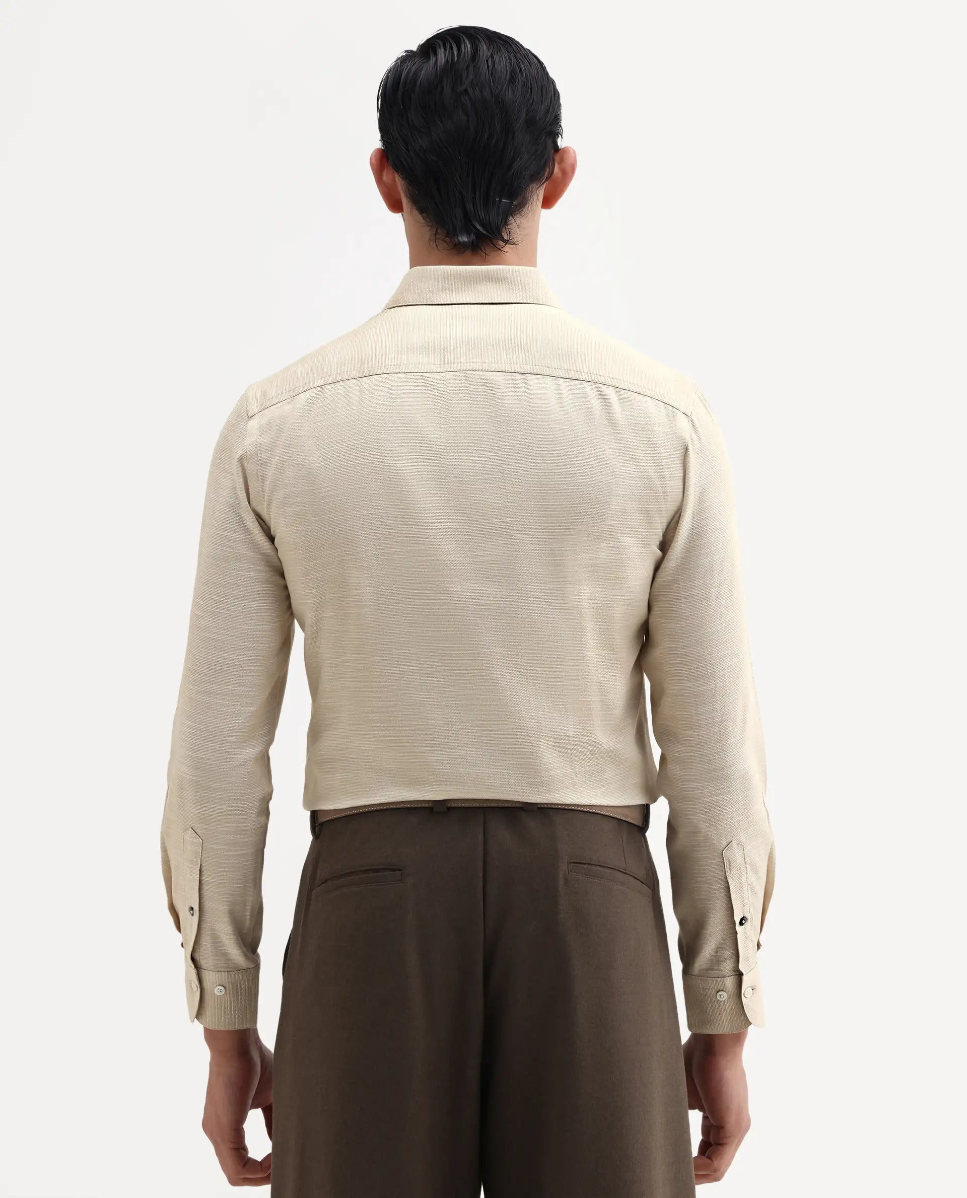 Rare Rabbit Men's Filo Light Grey Cotton Full Sleeve Spread Collar Regular Fit Plain Shirt